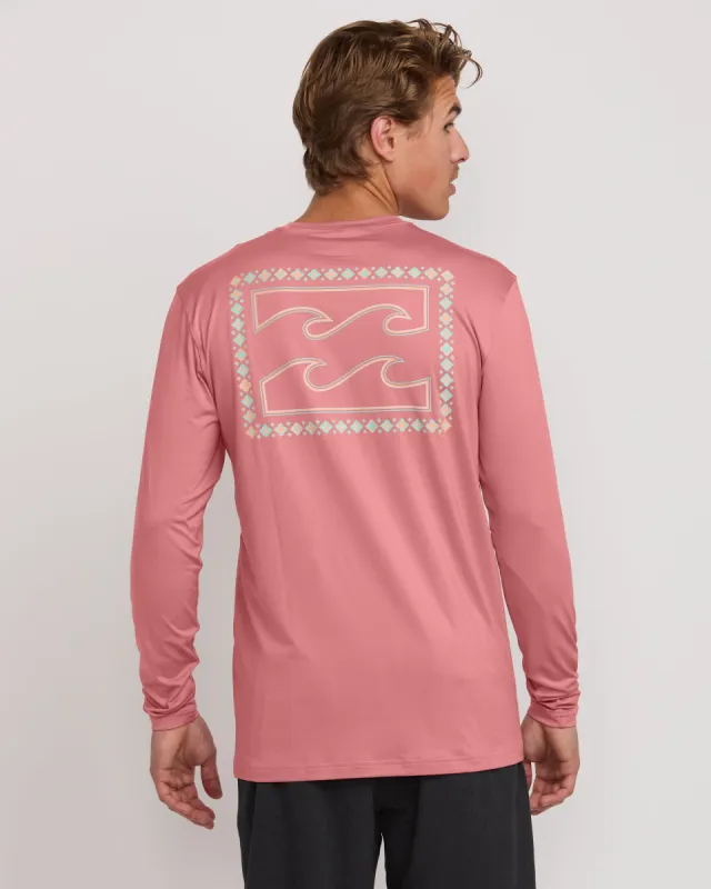 Crayon Wave Loose Fit Long Sleeve Surf Tee - Dusty Pink sold by Billabong