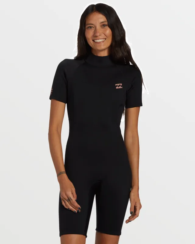 Foil Flatlock Short Sleeve Springsuit - Black sold by Billabong