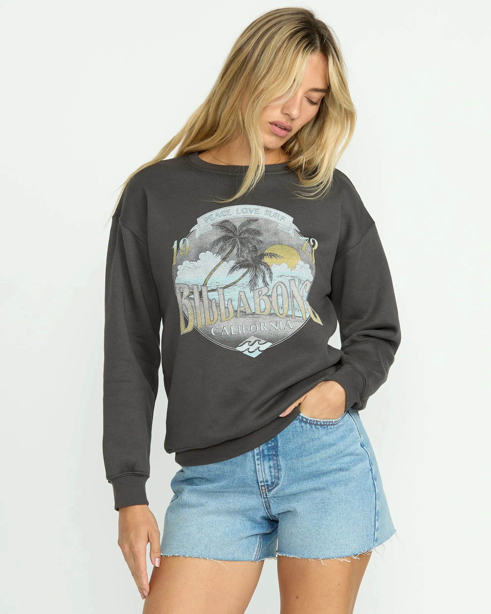 Wonderland Calls Crewneck Sweatshirt - Off Black sold by Billabong