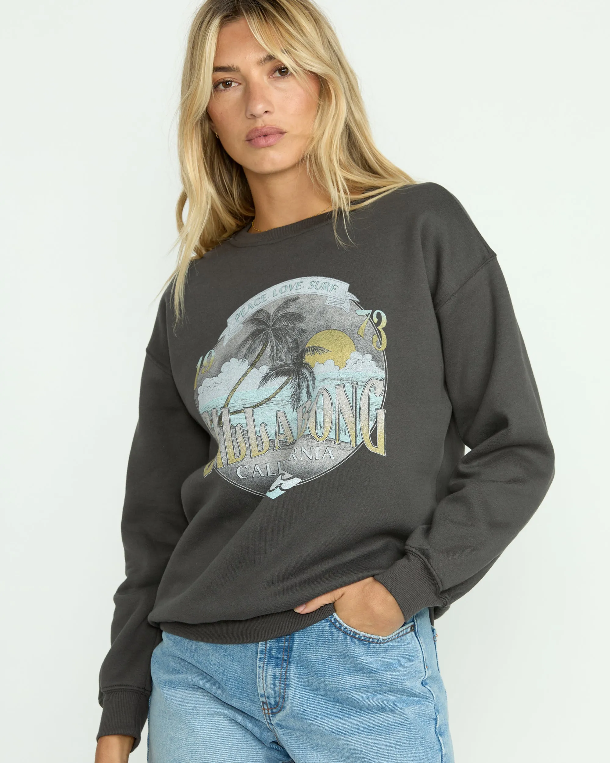 Wonderland Calls Crewneck Sweatshirt - Off Black sold by Billabong product image thumbnail 5