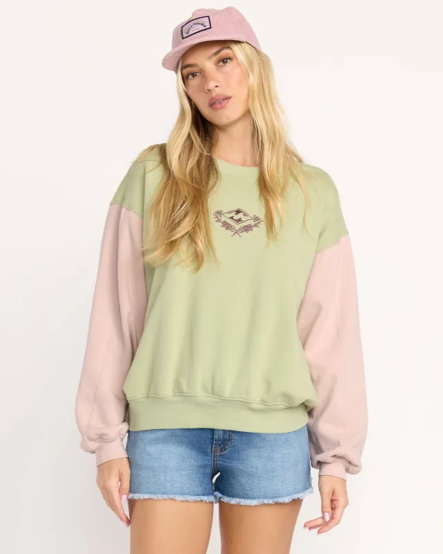 The Original Vibes Kendal Crewneck Sweatshirt - Pistachio sold by Billabong