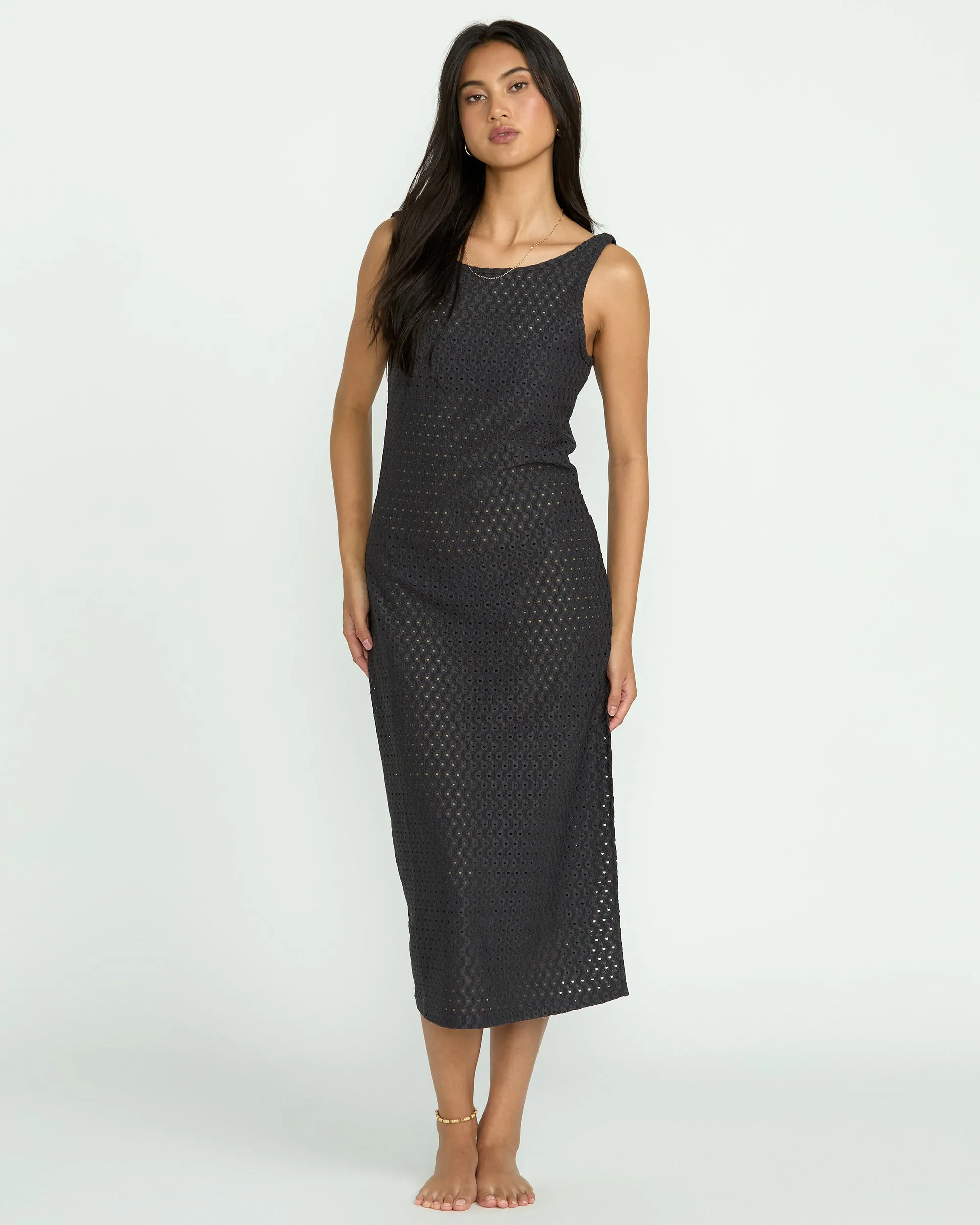 Eyelet Sun Midi Dress Beach Coverup - Off Black sold by Billabong