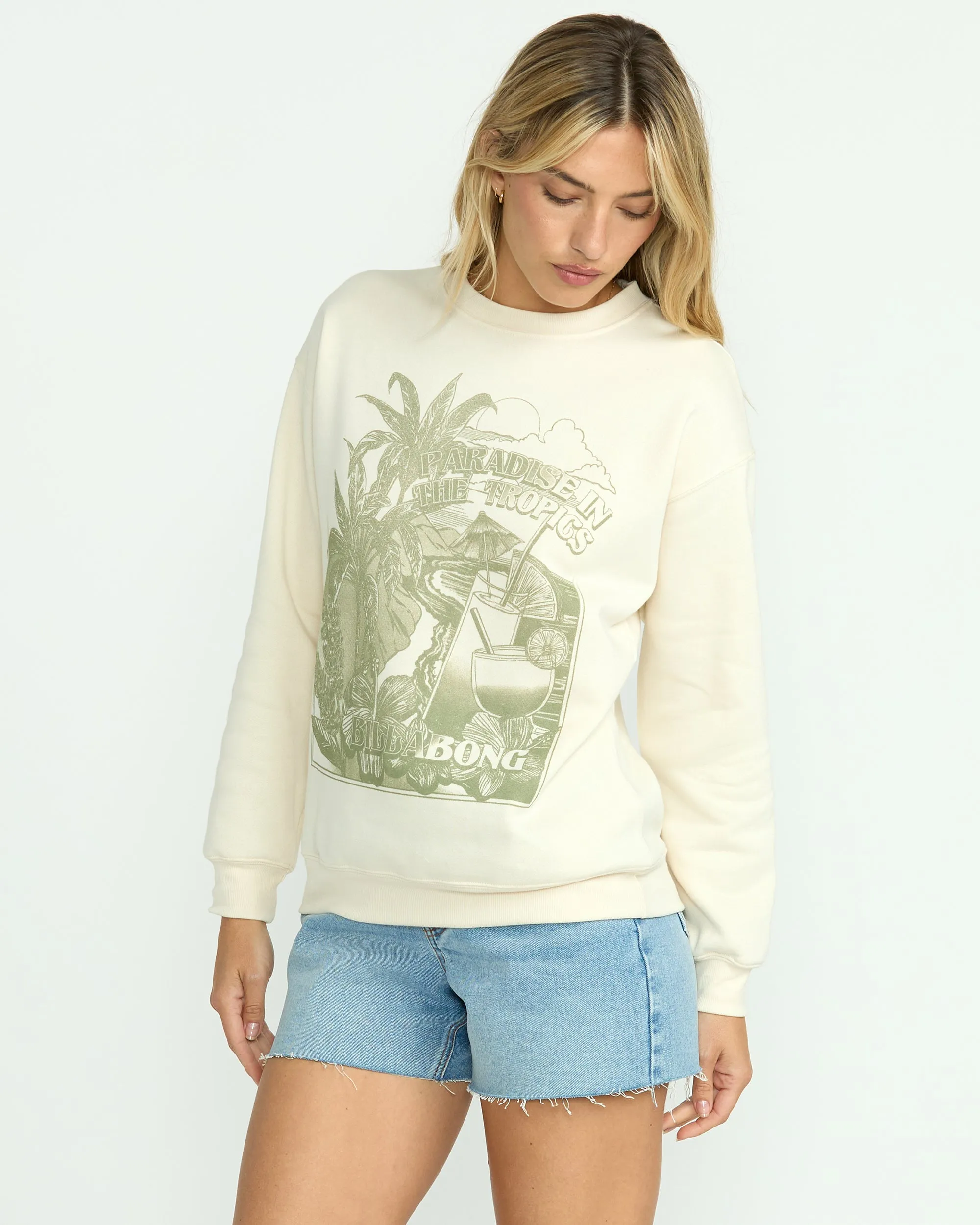 Paradise Awaits Crewneck Sweatshirt - Whitecap sold by Billabong product image thumbnail 3