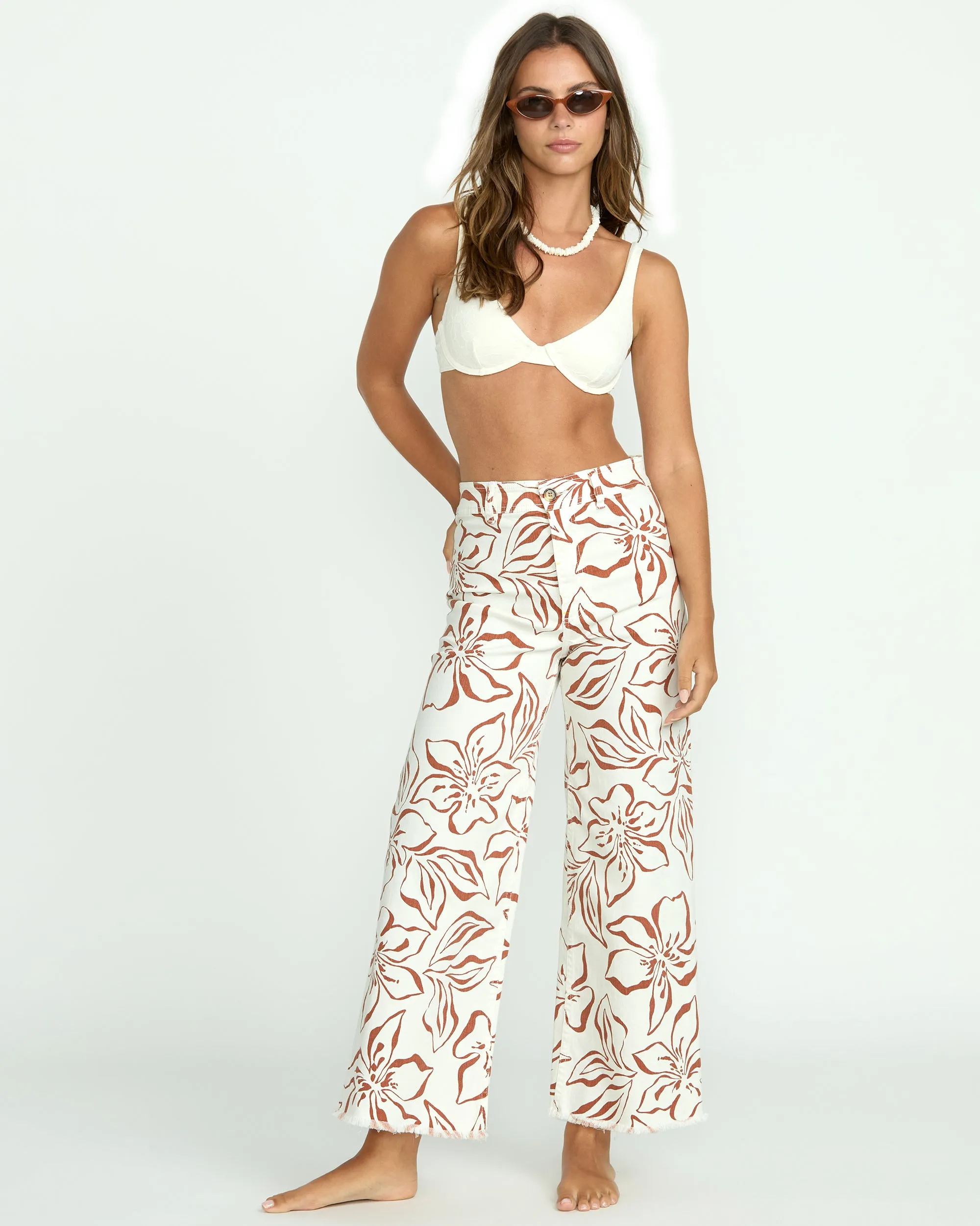 Free Fall Printed Twill Pants - Salt Crystal sold by Billabong