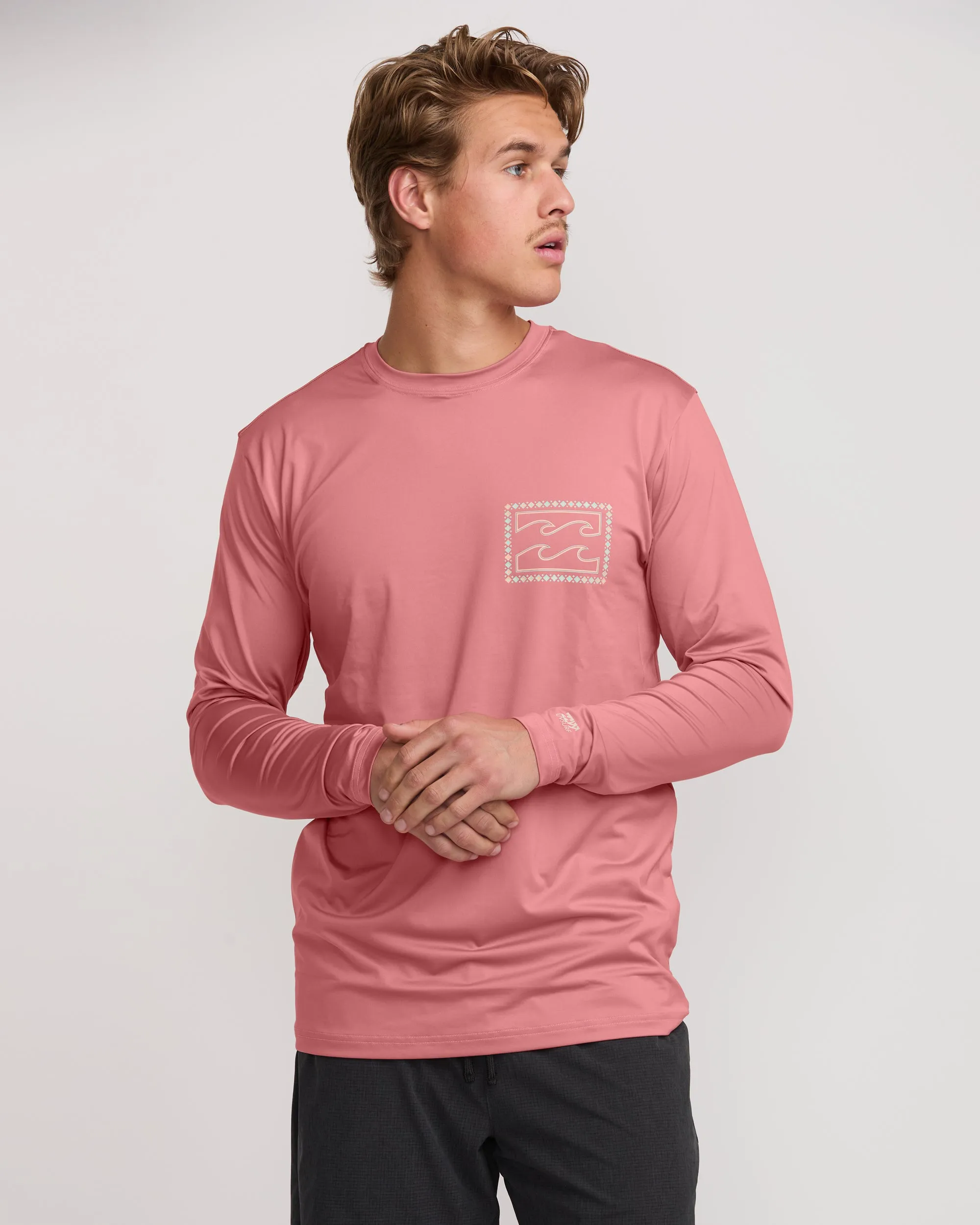 Crayon Wave Loose Fit Long Sleeve Surf Tee - Dusty Pink sold by Billabong