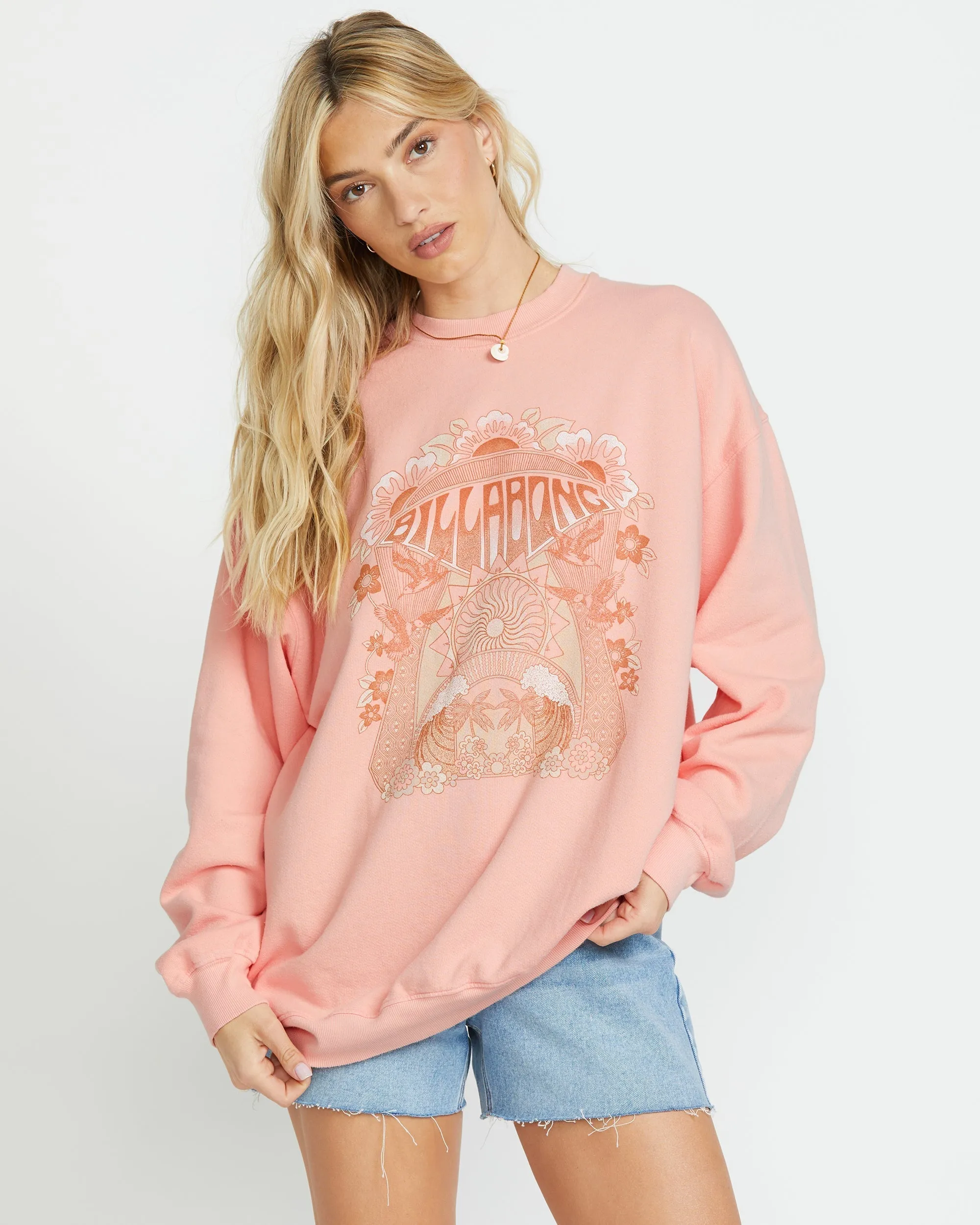 Ride In Crew Sweatshirt - Peach Kiss sold by Billabong