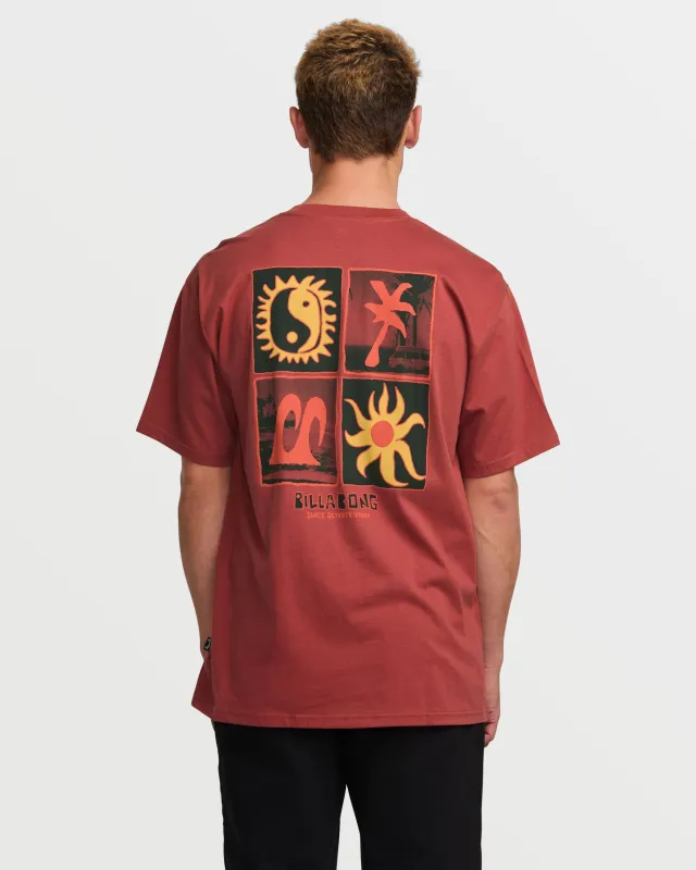 Twin Peaks Regular Tee - Dusty Red sold by Billabong