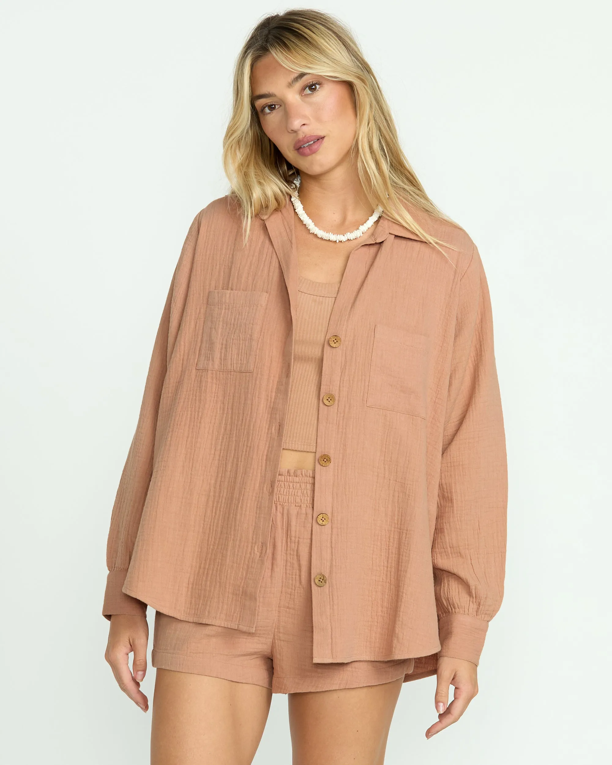 Sweet Swell Long Sleeve Shirt - Rose Brown sold by Billabong