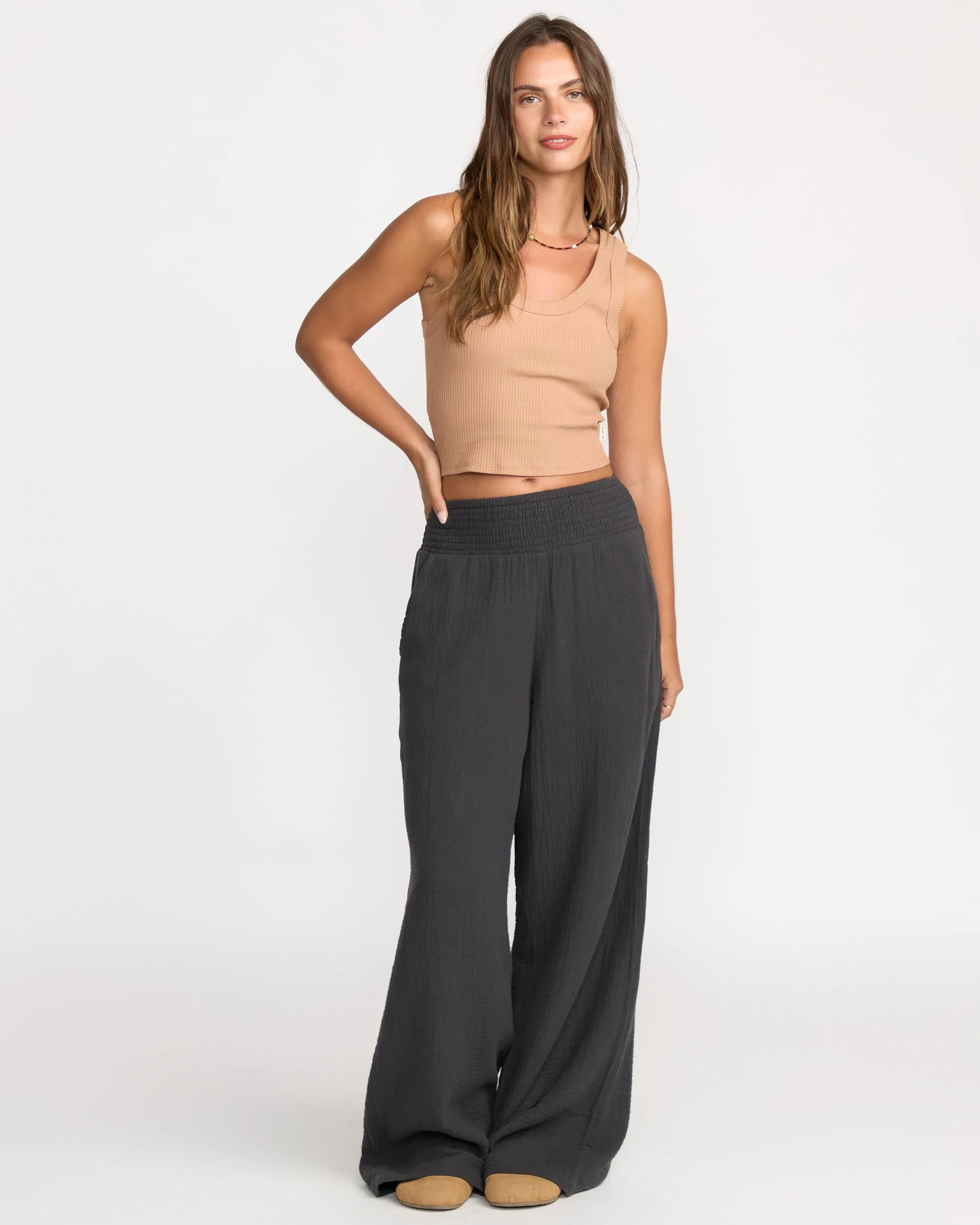 New Waves Gauze Elastic Waist Pants - Black Sands sold by Billabong product image thumbnail 4