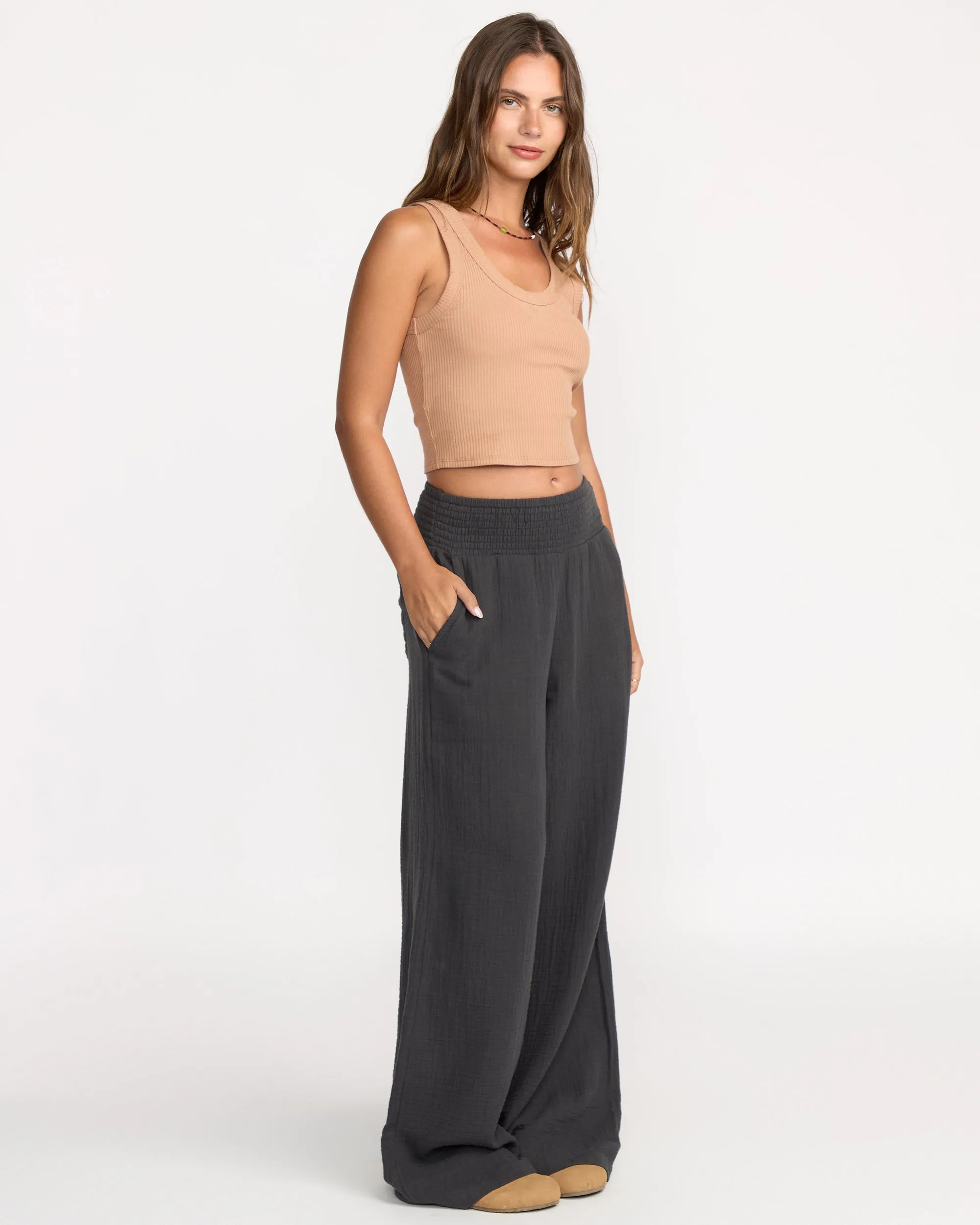 New Waves Gauze Elastic Waist Pants - Black Sands sold by Billabong product image thumbnail 3