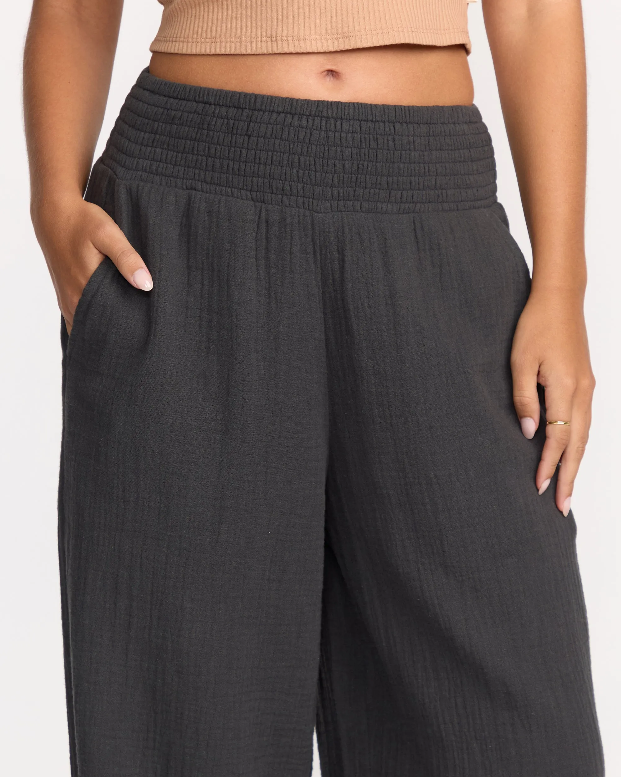New Waves Gauze Elastic Waist Pants - Black Sands sold by Billabong product image thumbnail 5