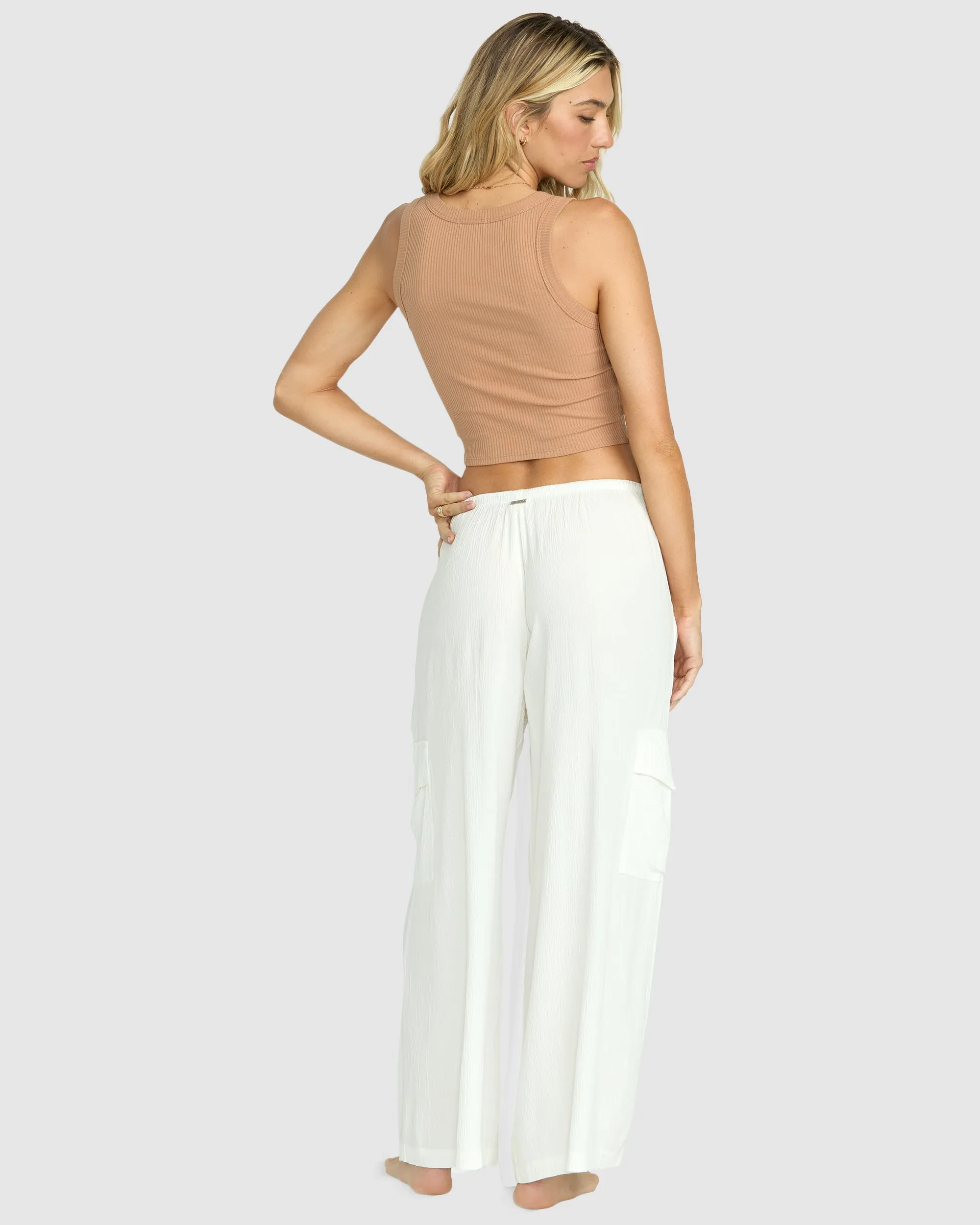 Beach Babe Cargo Elastic Waist Pants - Salt Crystal sold by Billabong product image thumbnail 2