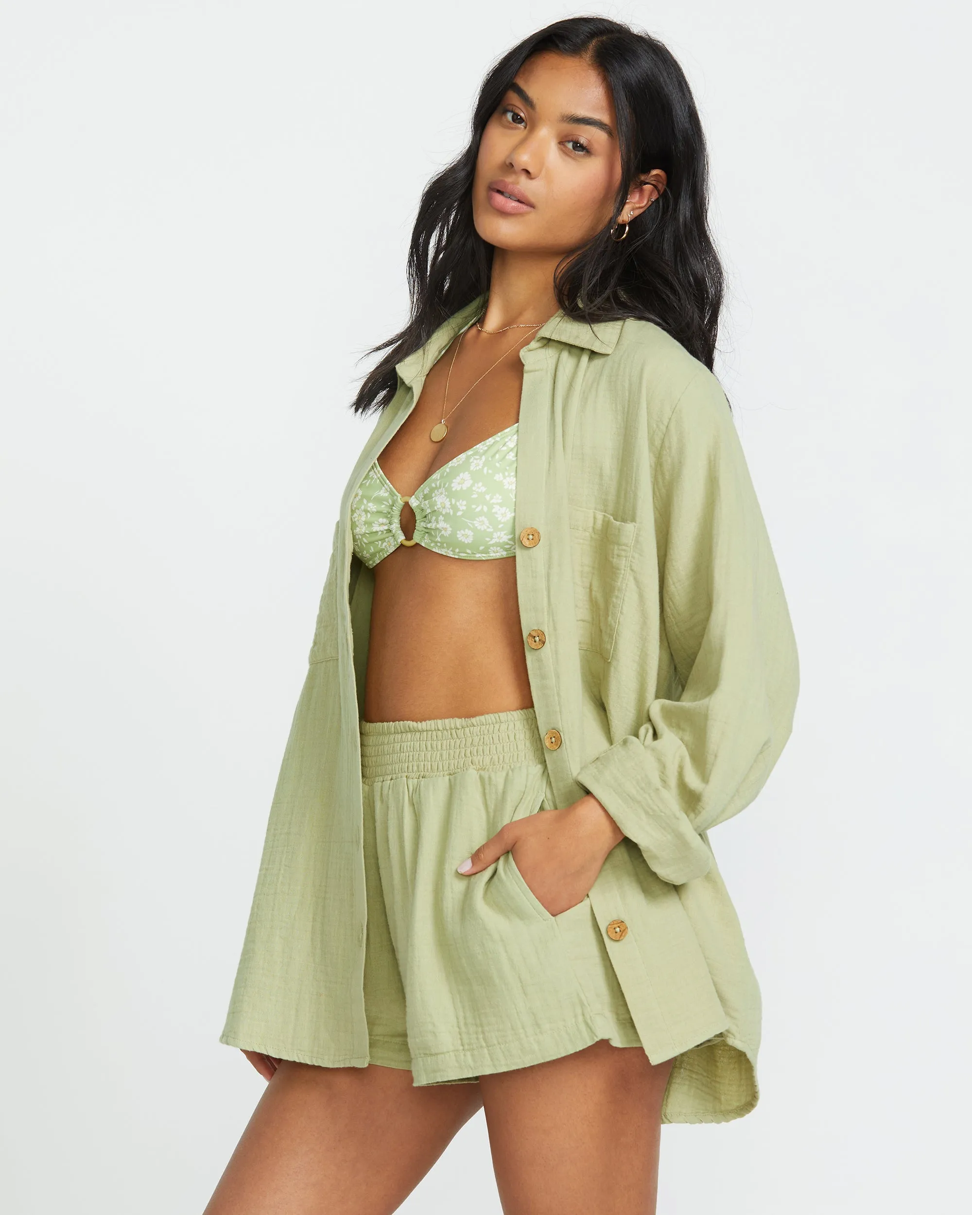 Sweet Swell Long Sleeve Shirt - Avocado sold by Billabong product image thumbnail 3