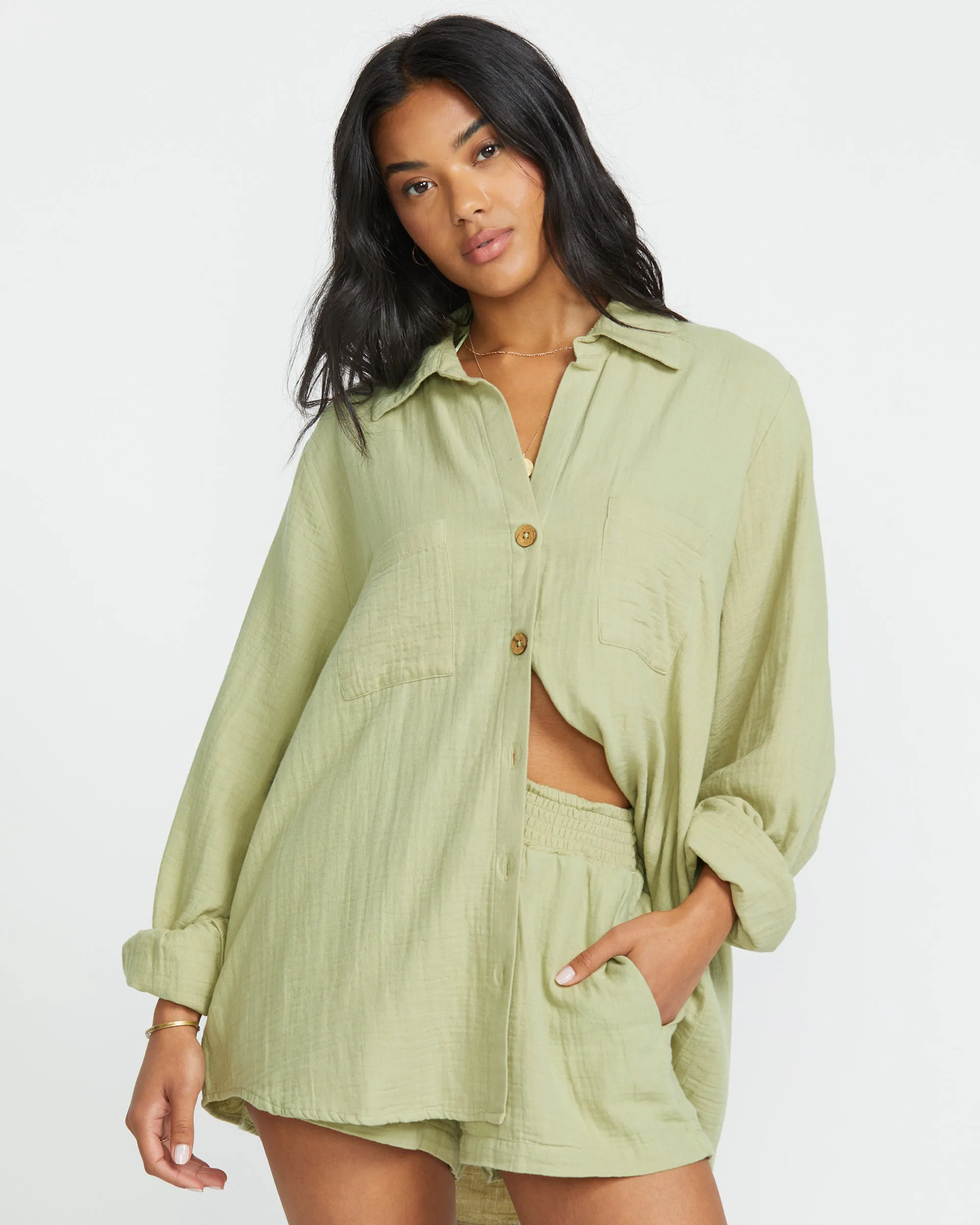 Sweet Swell Long Sleeve Shirt - Avocado sold by Billabong product image thumbnail 4