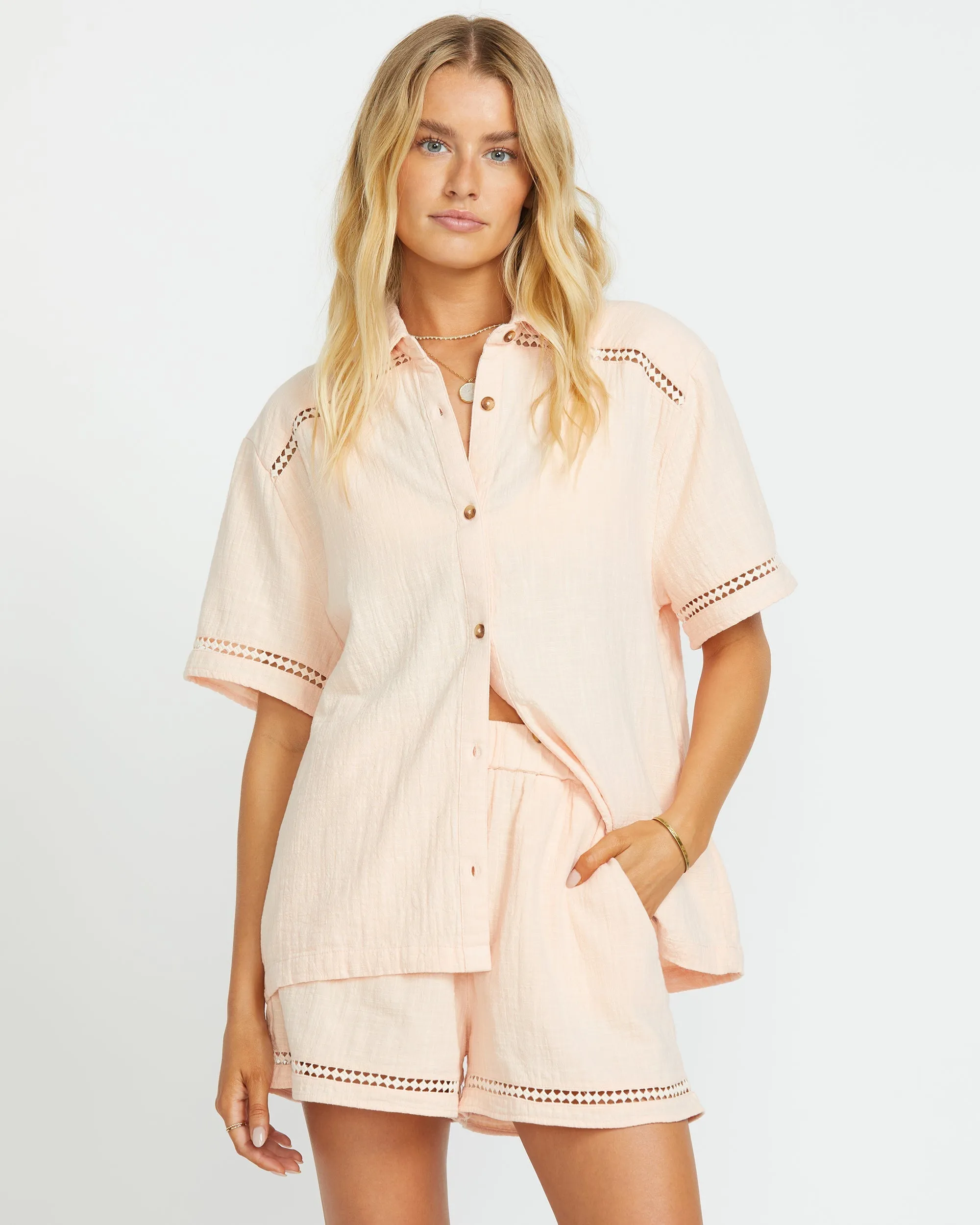 Summers End Short Sleeve Shirt - Soft Peach sold by Billabong