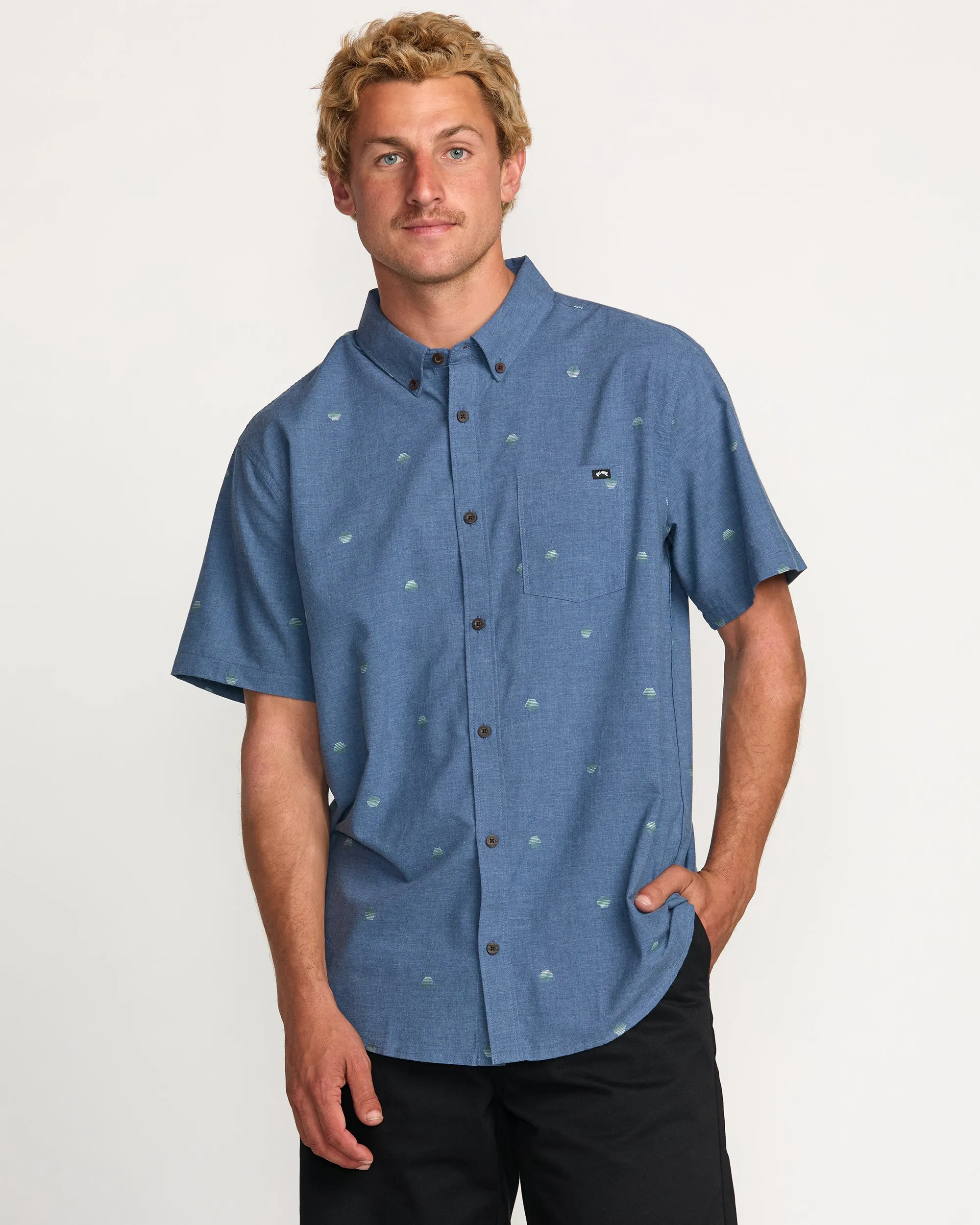 All Day Jacquard Short Sleeve Shirt - Deep Blue sold by Billabong