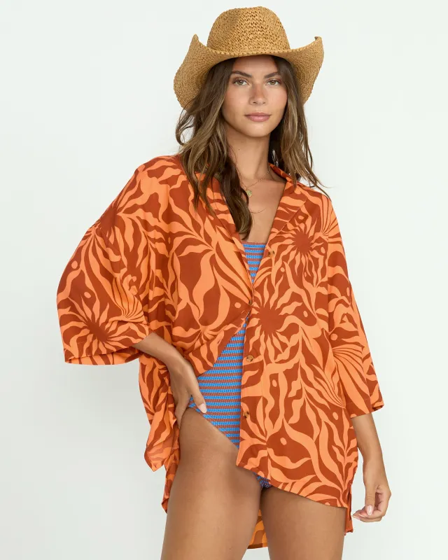 Beach Side Printed Short Sleeve Shirt - Orange Squeeze sold by Billabong