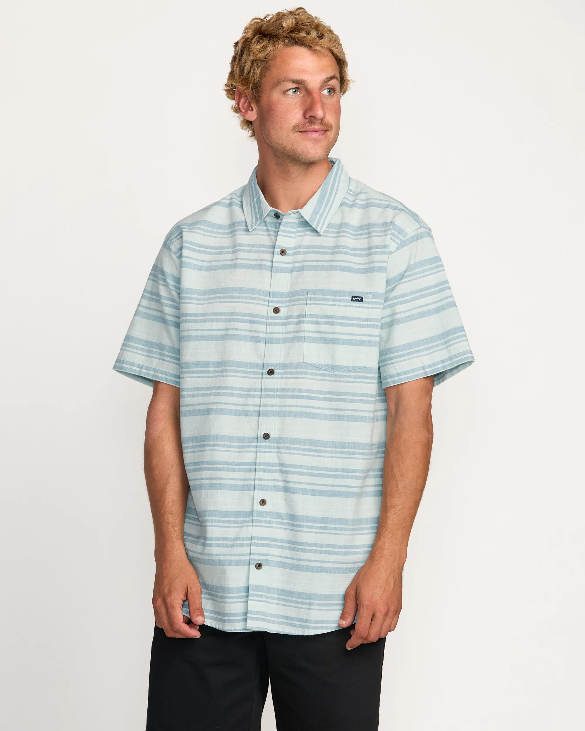 All Day Stripe Short Sleeve Shirt - Ash Blue sold by Billabong