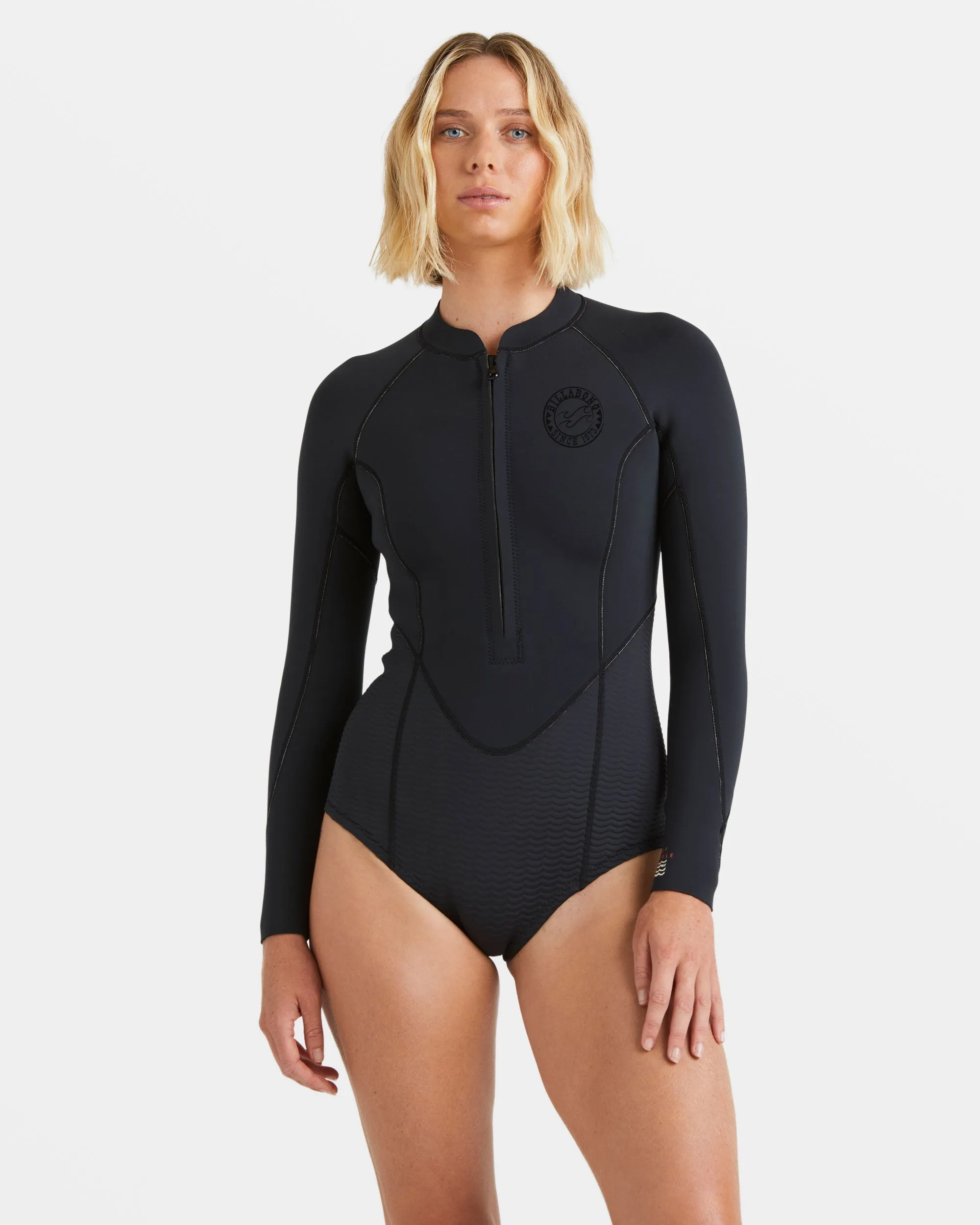Salty Dayz Natural Flatlock Long Sleeve Springsuit - Black sold by Billabong