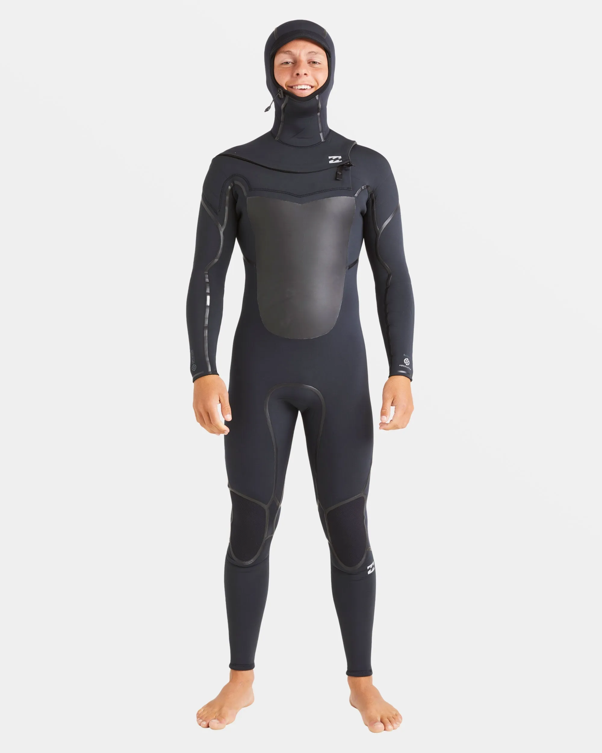 5/4mm Absolute Natural+ Upcycler Welded Chest Zip Hooded Wetsuit - Black sold by Billabong