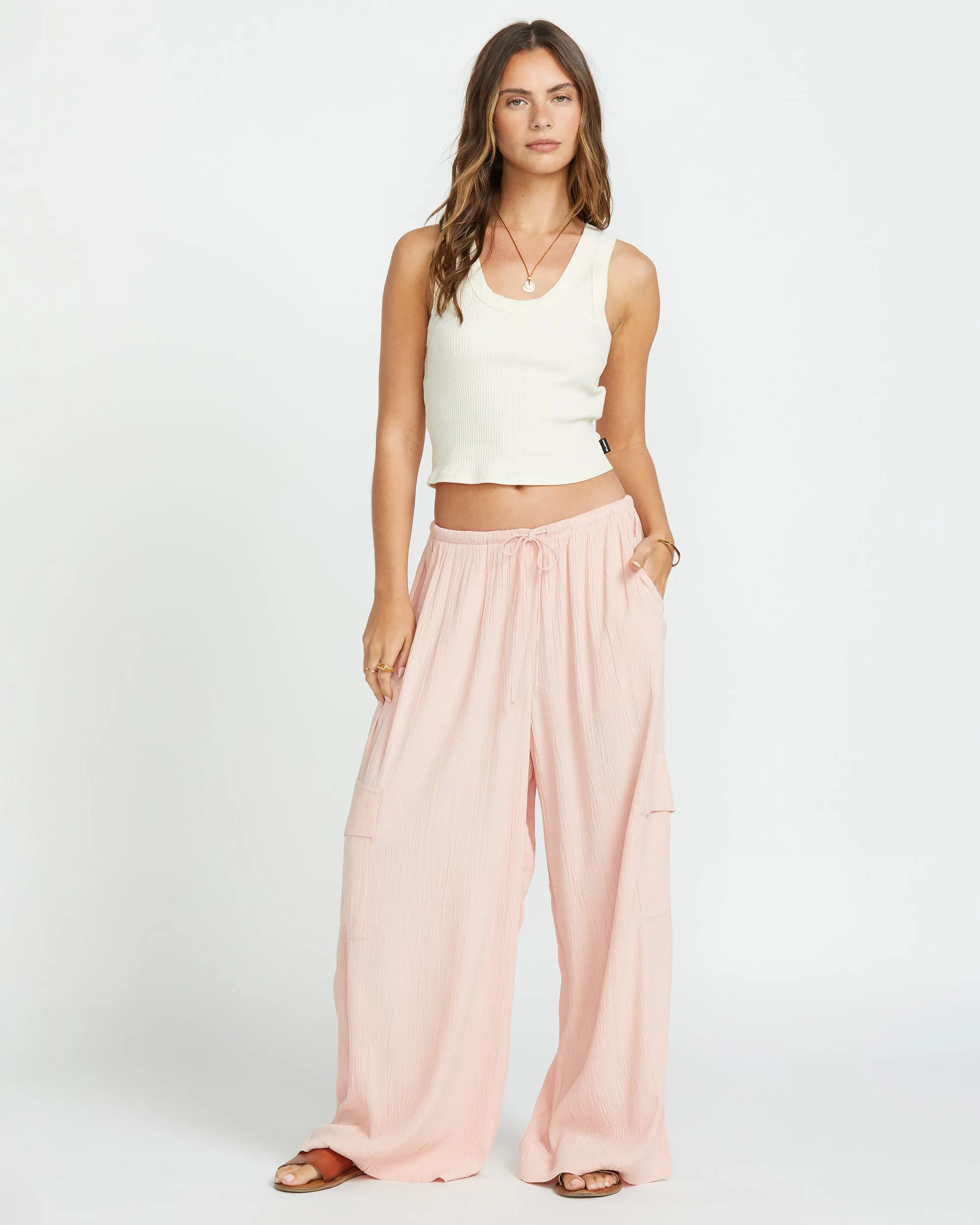 Beach Babe Cargo Elastic Waist Pants - Dusty Peach sold by Billabong