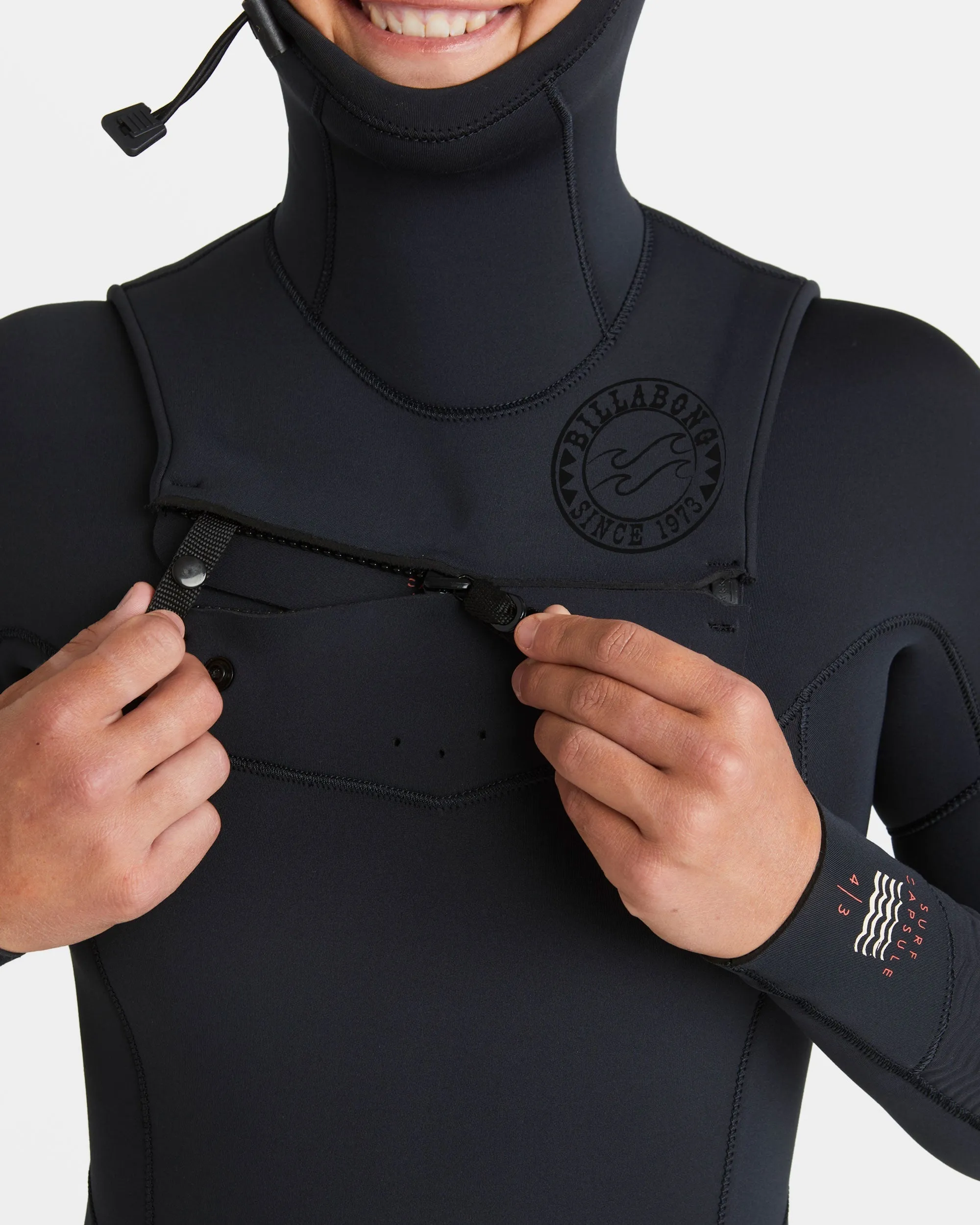 4/3mm Salty Dayz Natural Upcycler GBS Chest Zip Hooded Wetsuit - Black sold by Billabong product image thumbnail 5