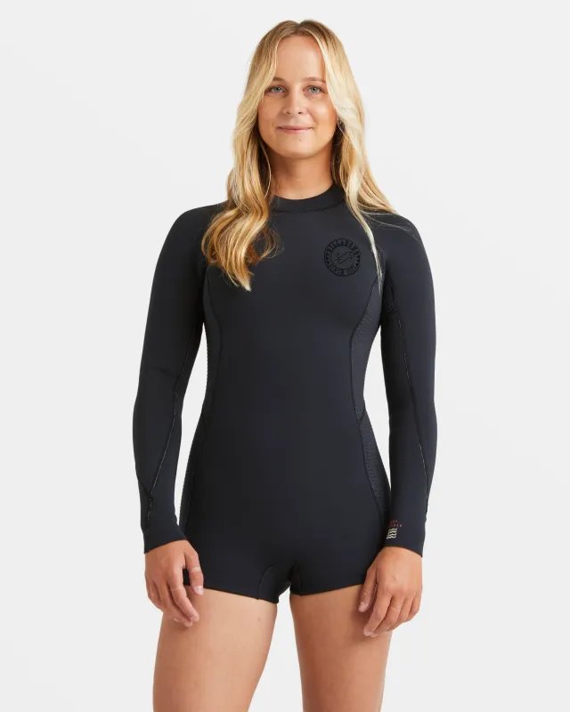 2/2mm Spring Fever Natural Upcycler Flatlock Back Zip Long Sleeve Springsuit - Black sold by Billabong