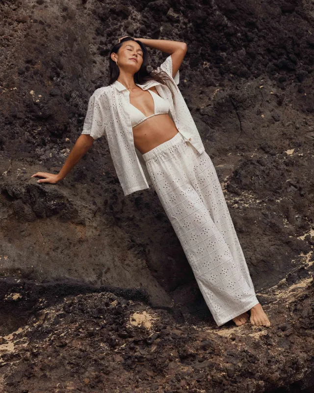 Eyelet Crush Beach Coverup Pants - Salt Crystal sold by Billabong