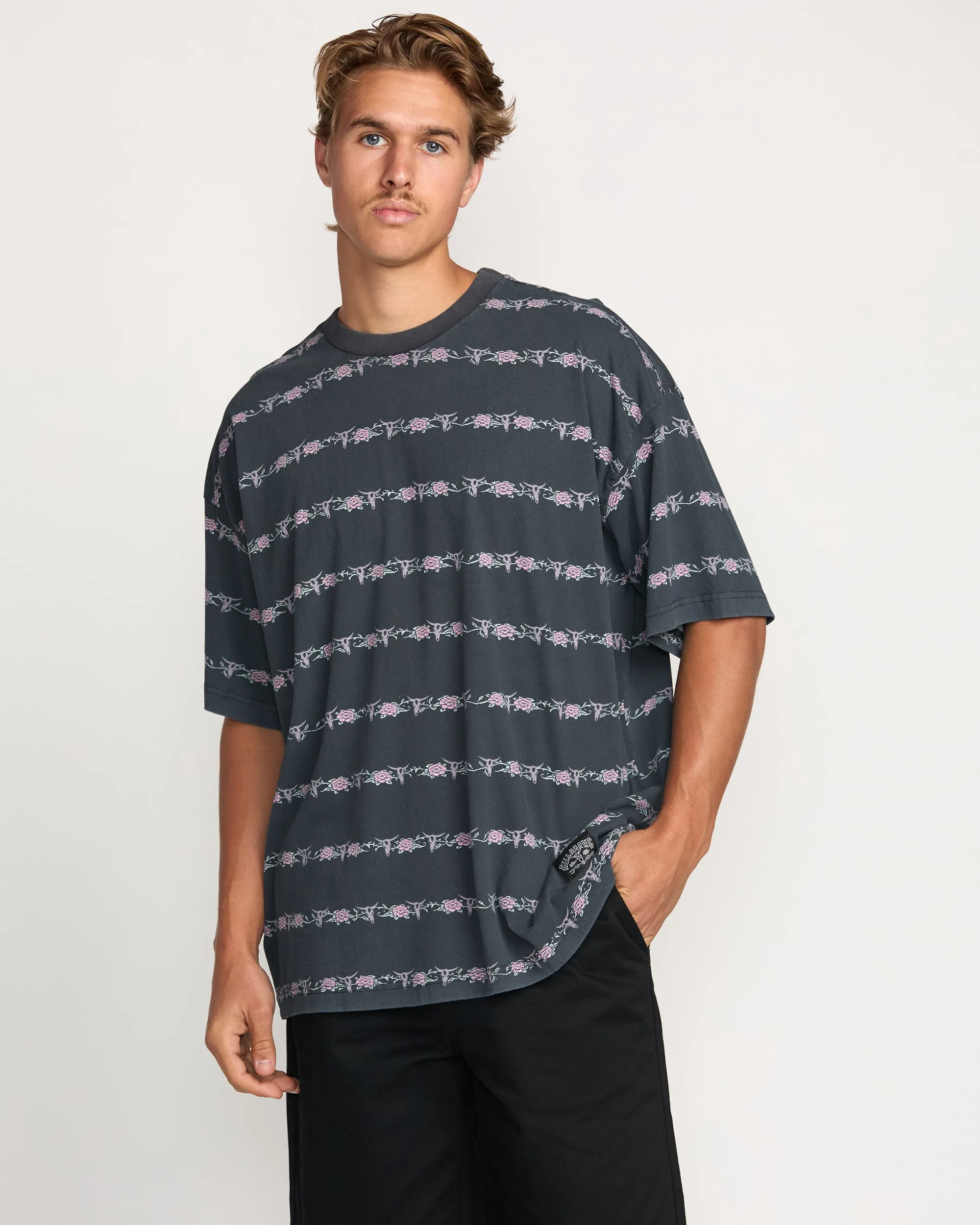 Raging Bull Stripe Tee - Washed Black sold by Billabong