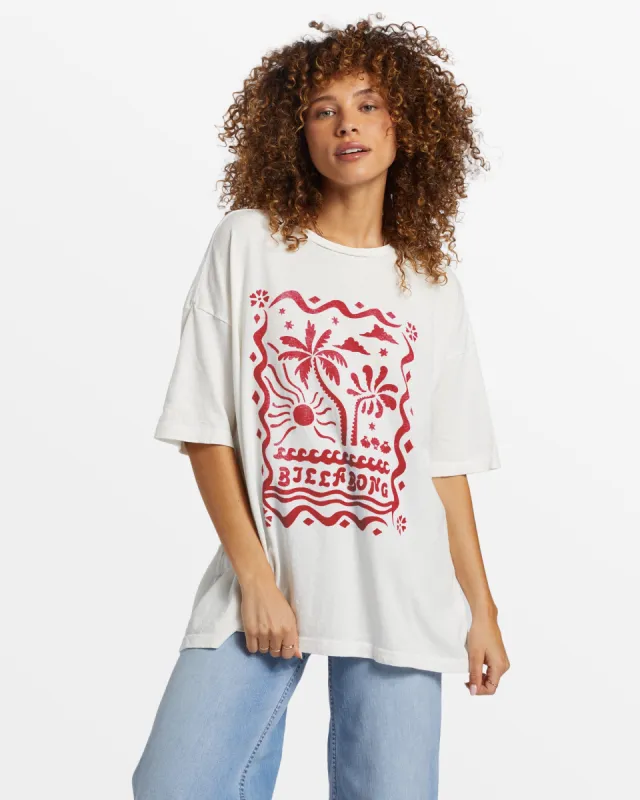 Coastal Tides Oversized T-Shirt - Salt Crystal sold by Billabong