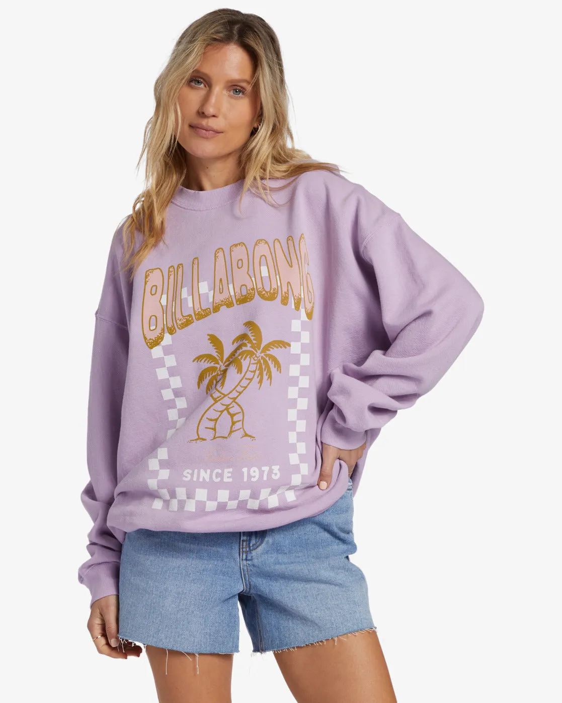 Ride In Oversized Crewneck Sweatshirt - Peaceful Lilac sold by Billabong product image thumbnail 2