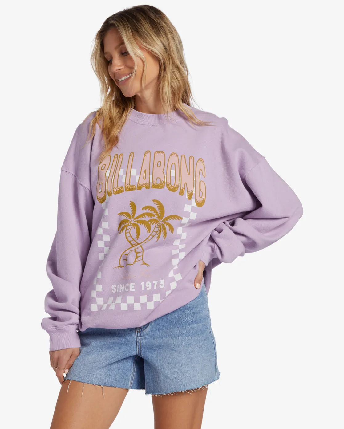 Ride In Oversized Crewneck Sweatshirt - Peaceful Lilac sold by Billabong product image thumbnail 3