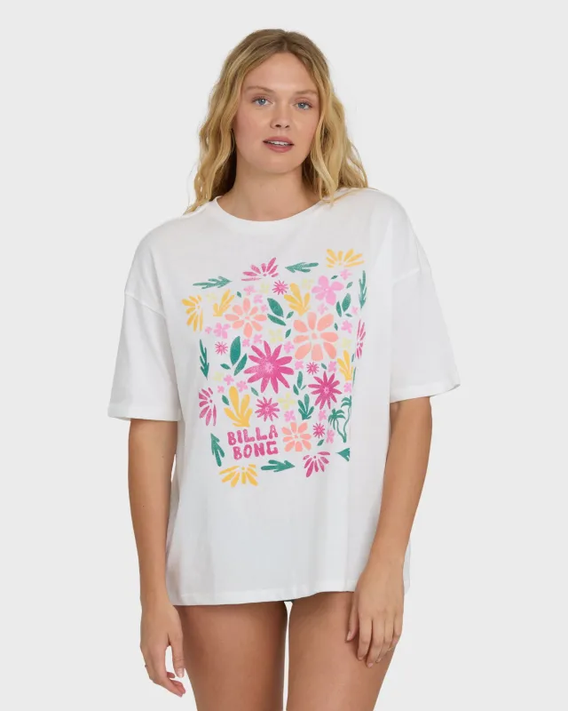 Floral Press Short Sleeve T-Shirt - Salt Crystal sold by Billabong