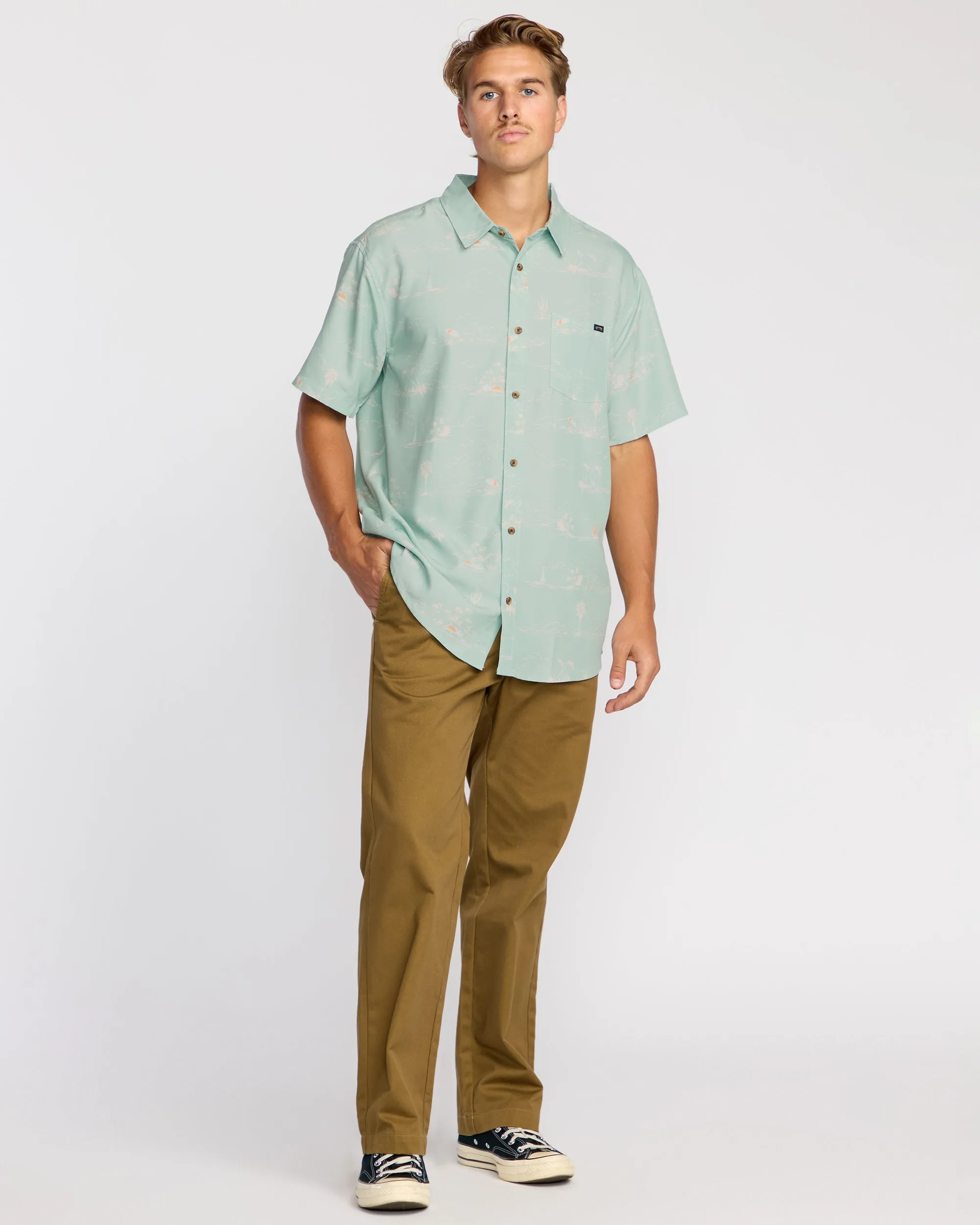 Sundays Lounge Short Sleeve Shirt - Green Ash sold by Billabong product image thumbnail 4