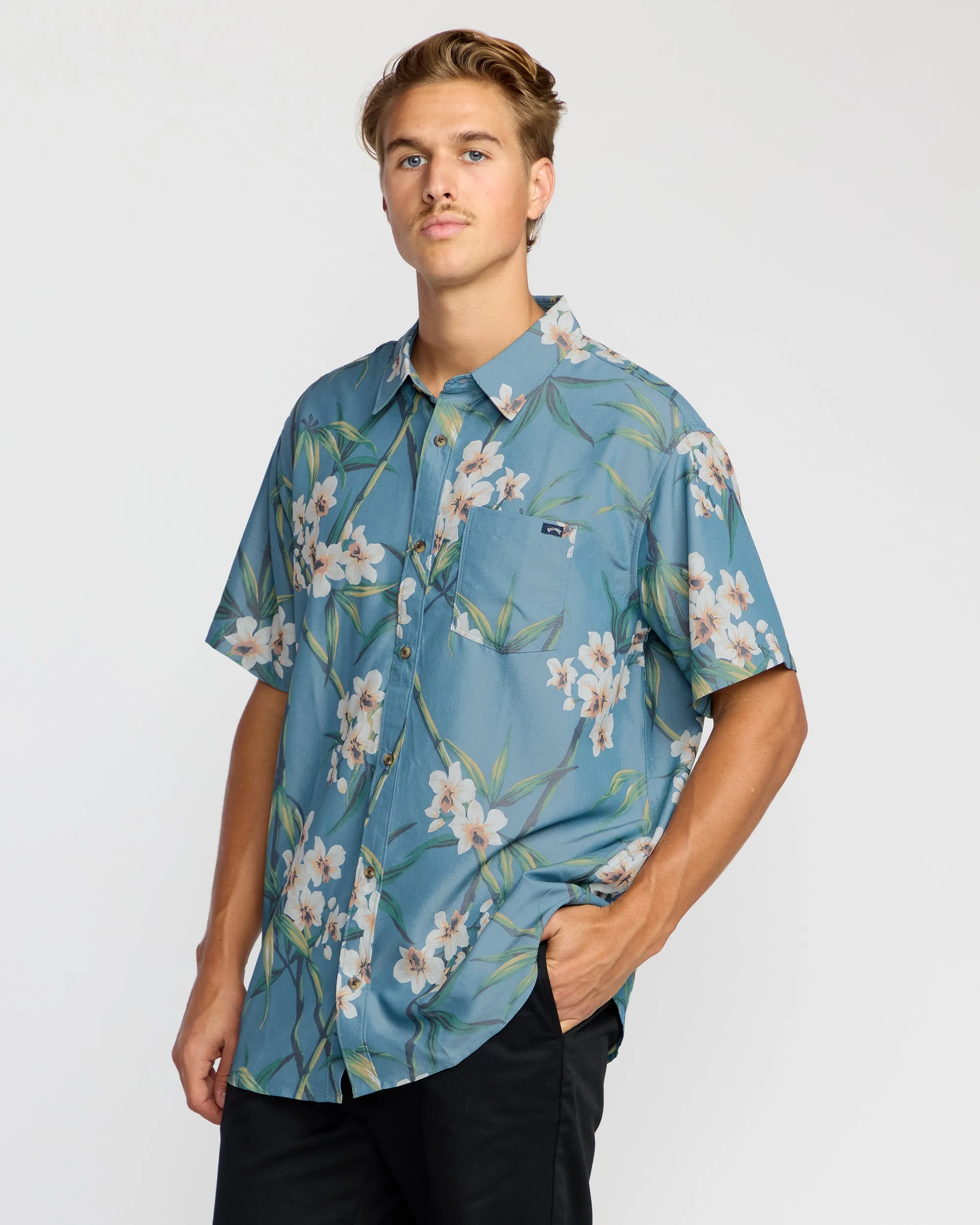 Sundays Lounge Short Sleeve Shirt - Steel Blue sold by Billabong product image thumbnail 3