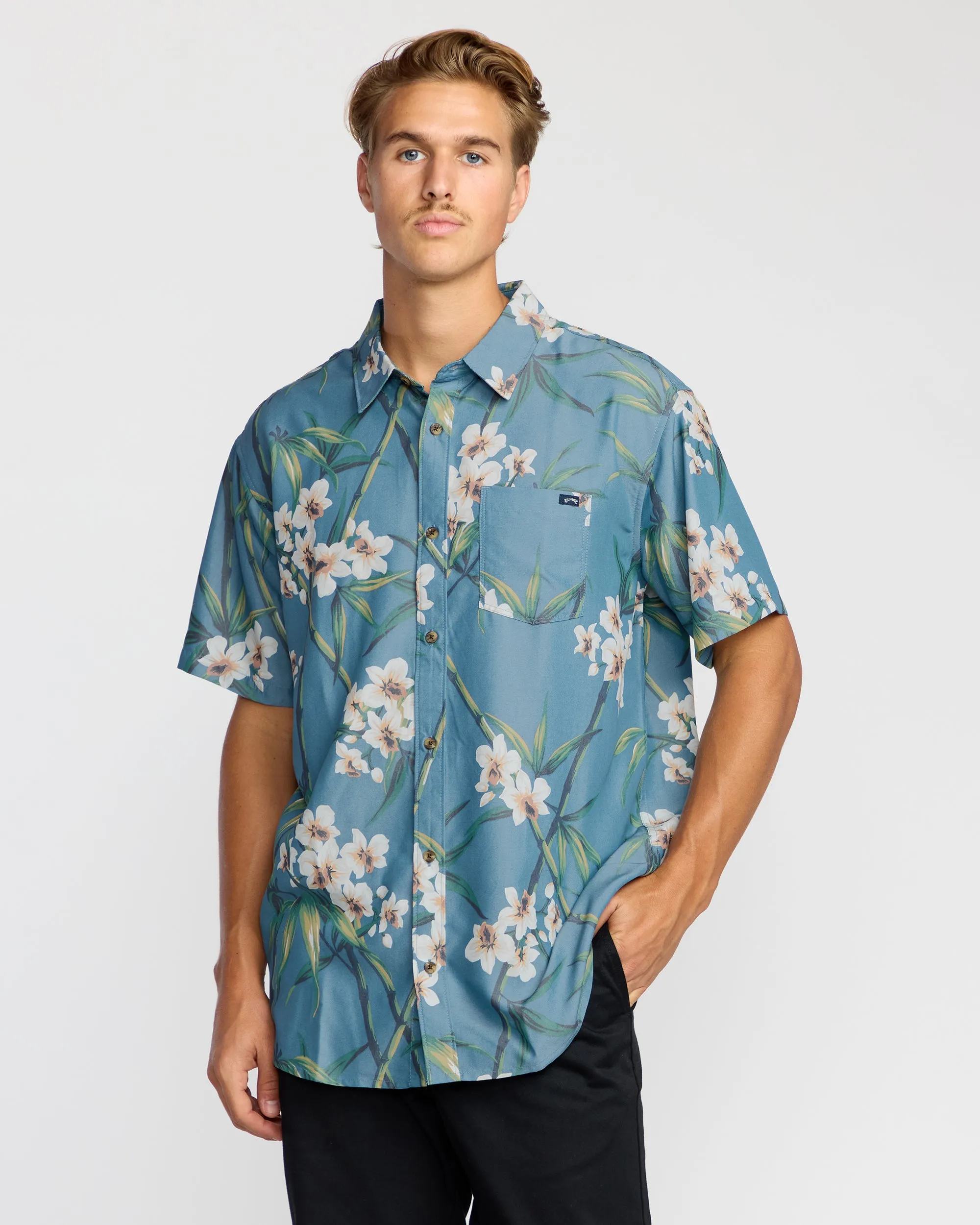 Sundays Lounge Short Sleeve Shirt - Steel Blue sold by Billabong
