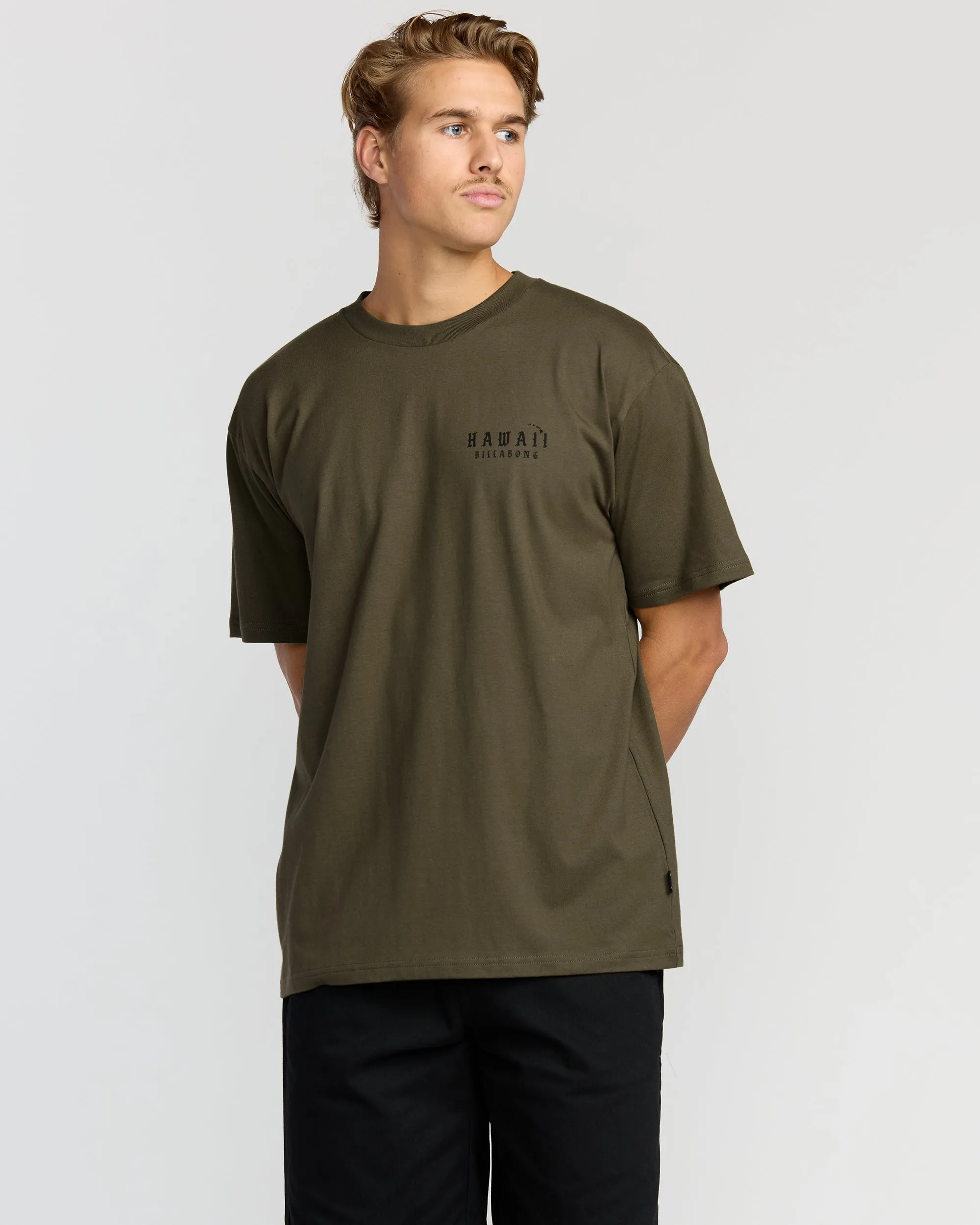 Skull Wave Hi Regular Short Sleeve T-Shirt - Military sold by Billabong