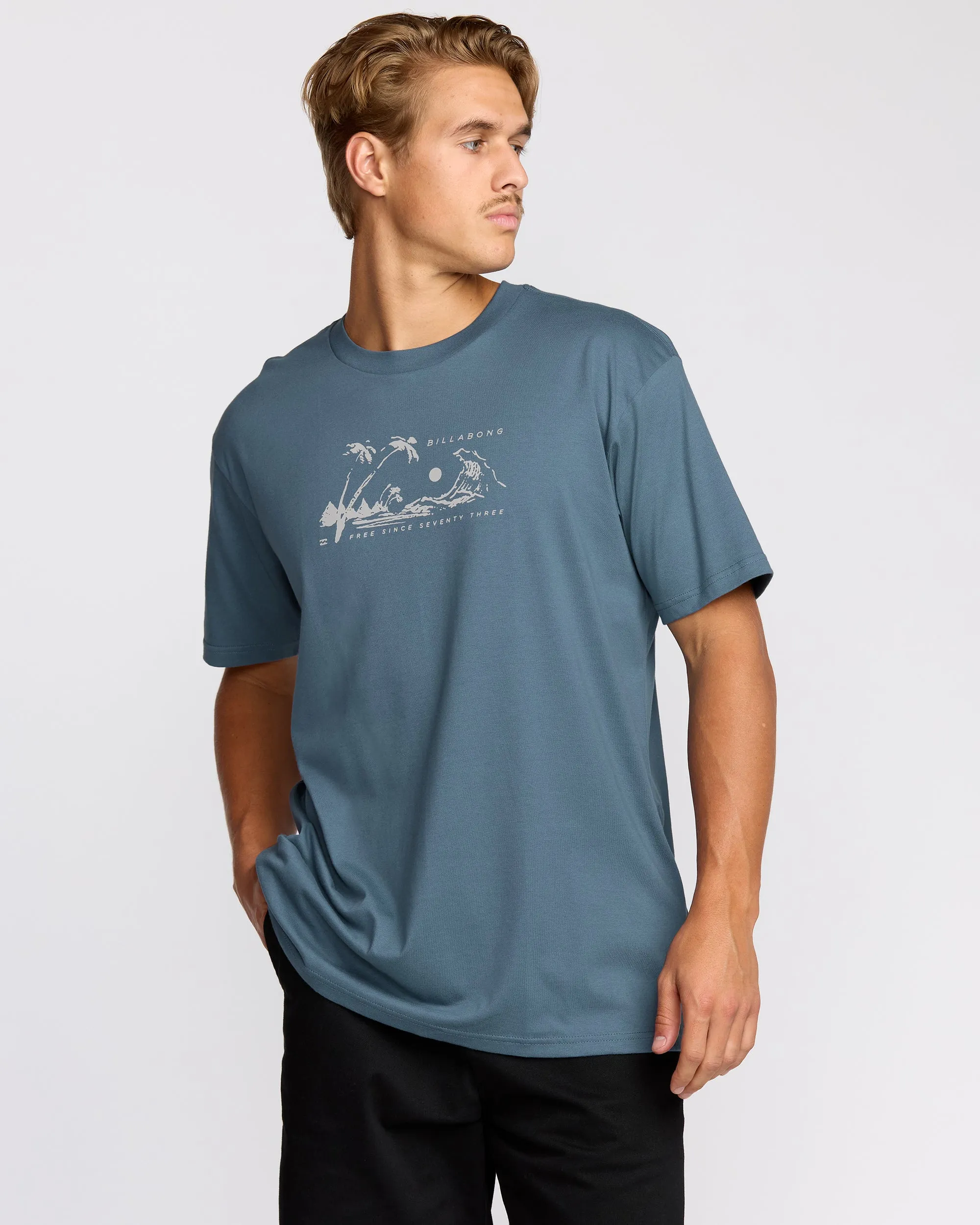Beach Club Premium Short Sleeve T-Shirt - Steel Blue sold by Billabong
