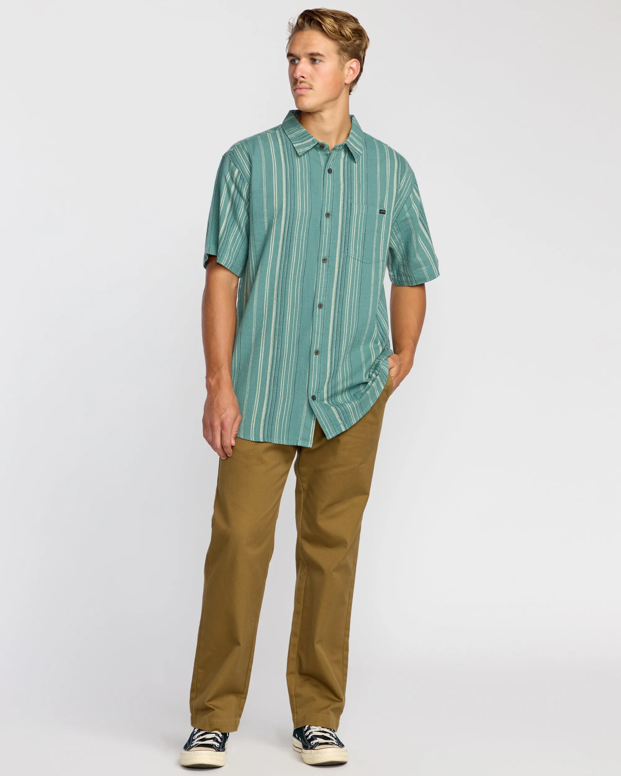 All Day Stripe Short Sleeve Shirt - Sage Green sold by Billabong product image thumbnail 4