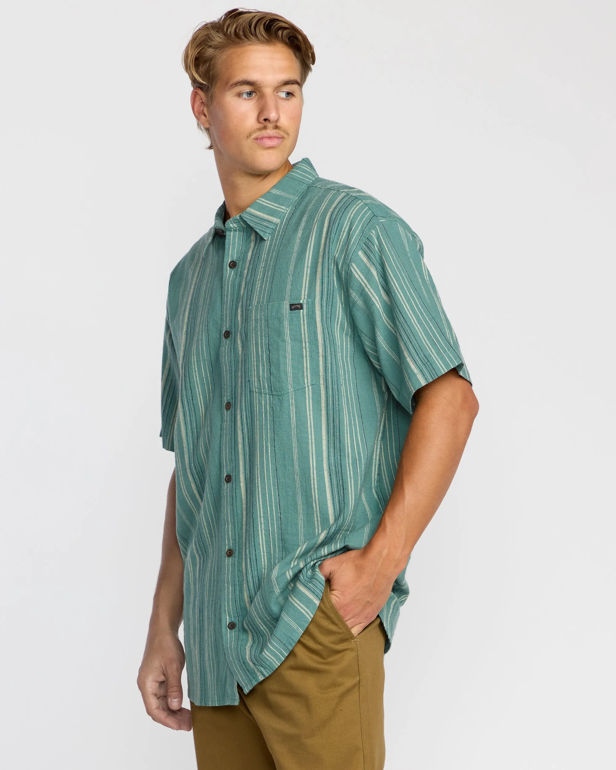 All Day Stripe Short Sleeve Shirt - Sage Green sold by Billabong product image thumbnail 3