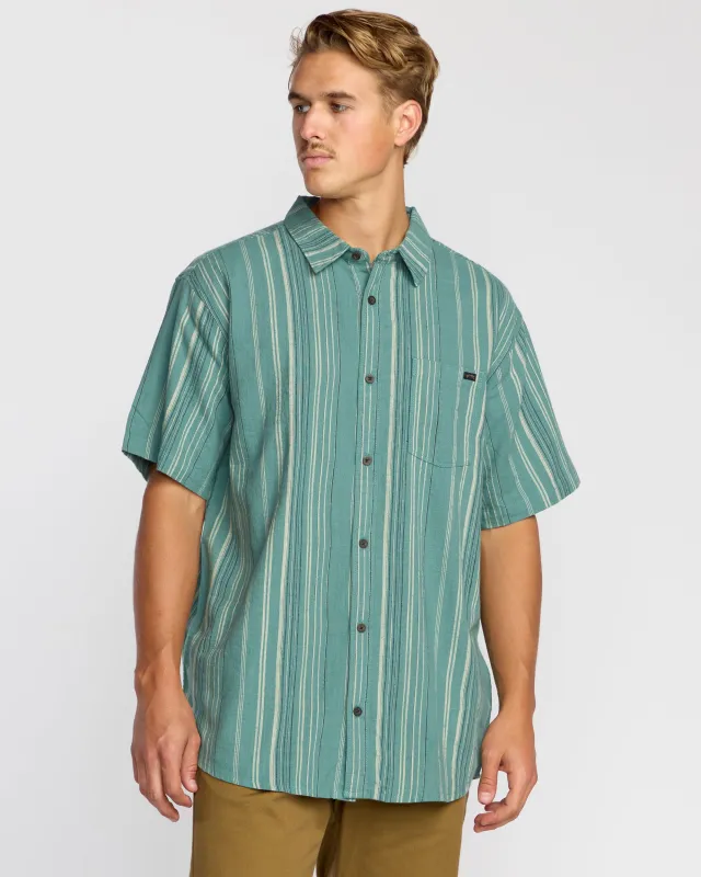 All Day Stripe Short Sleeve Shirt - Sage Green sold by Billabong