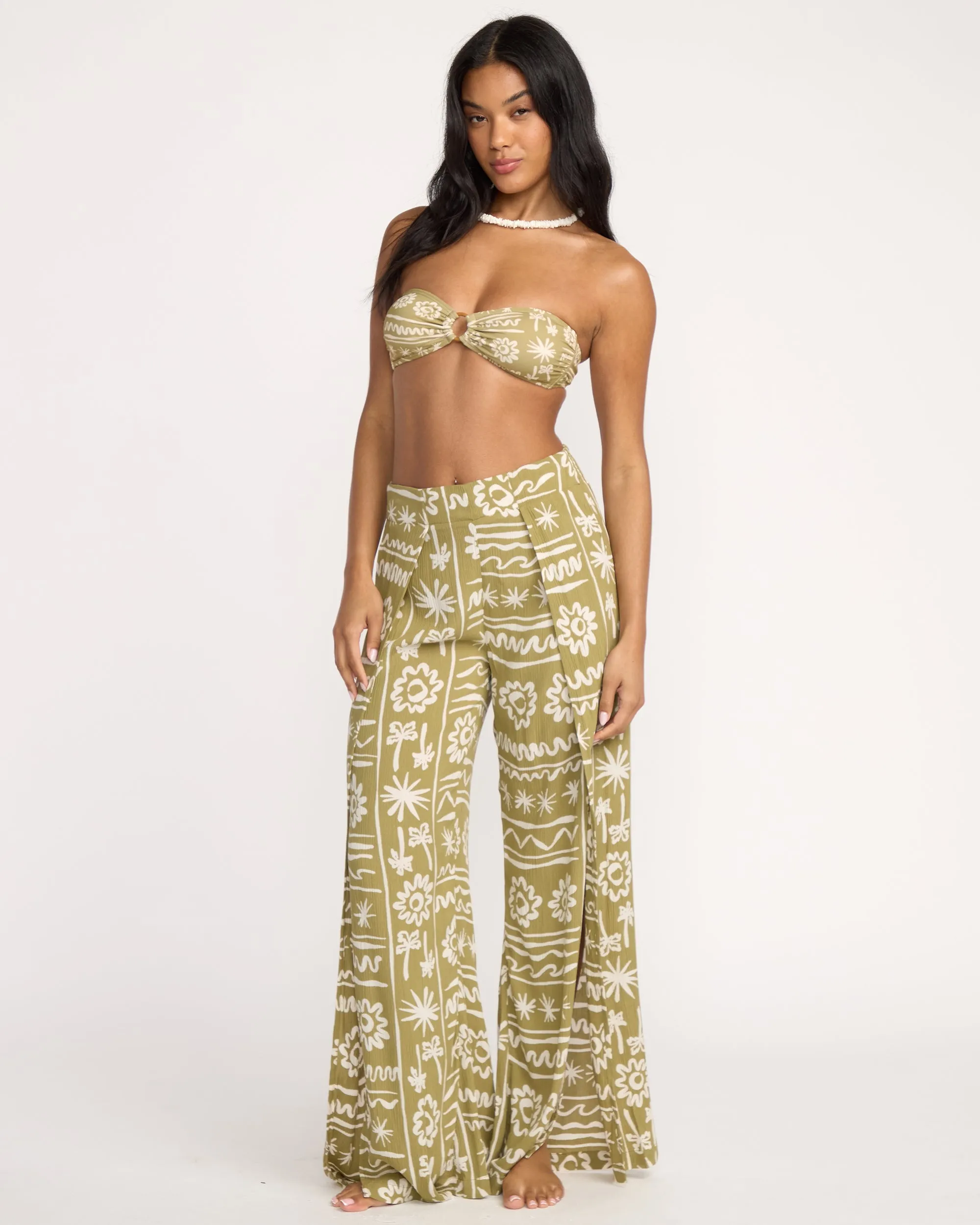 Split Spirit Elastic Waist Pants - Green Tea sold by Billabong