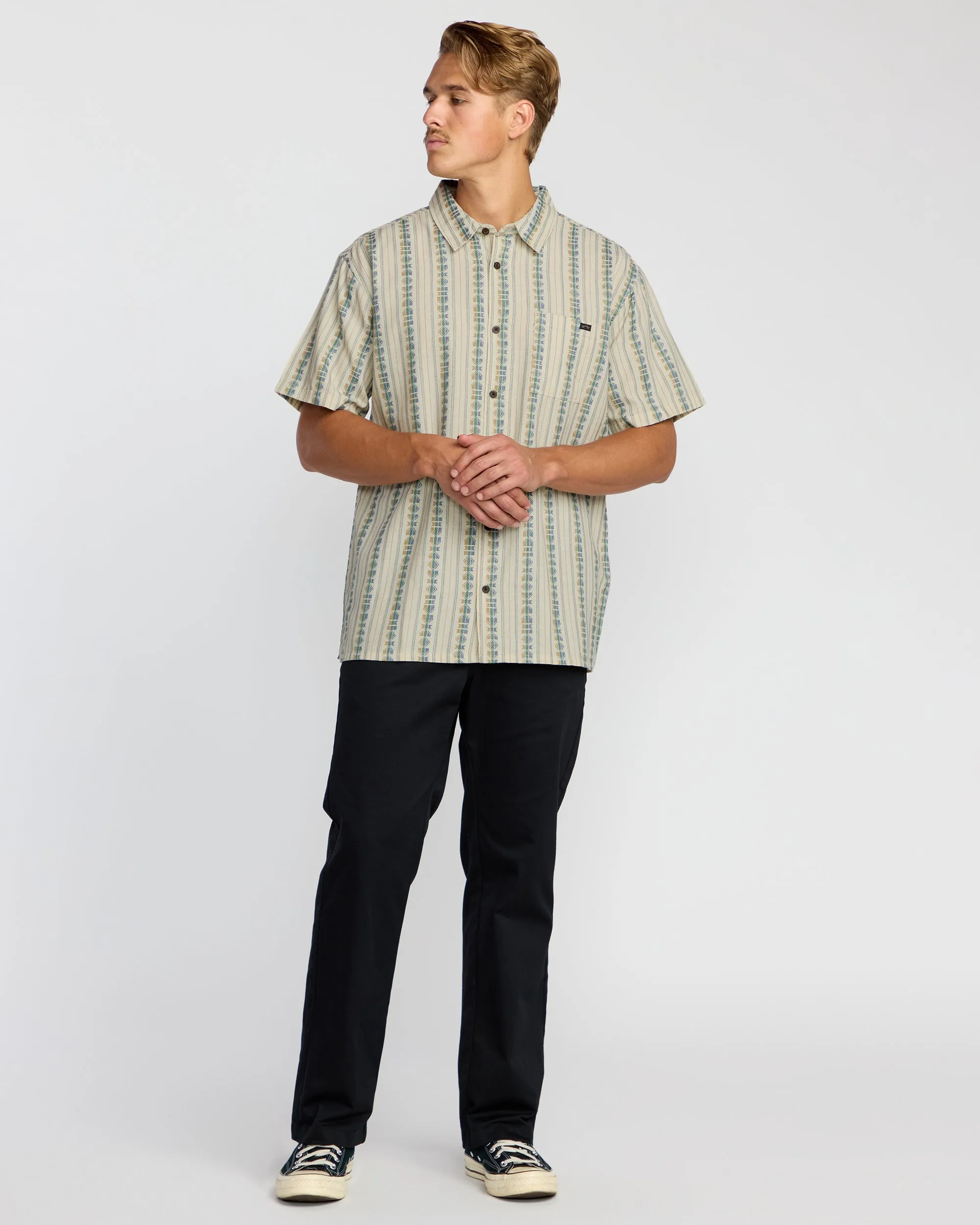 Sundays Jacquard Short Sleeve Shirt - Cream sold by Billabong product image thumbnail 4