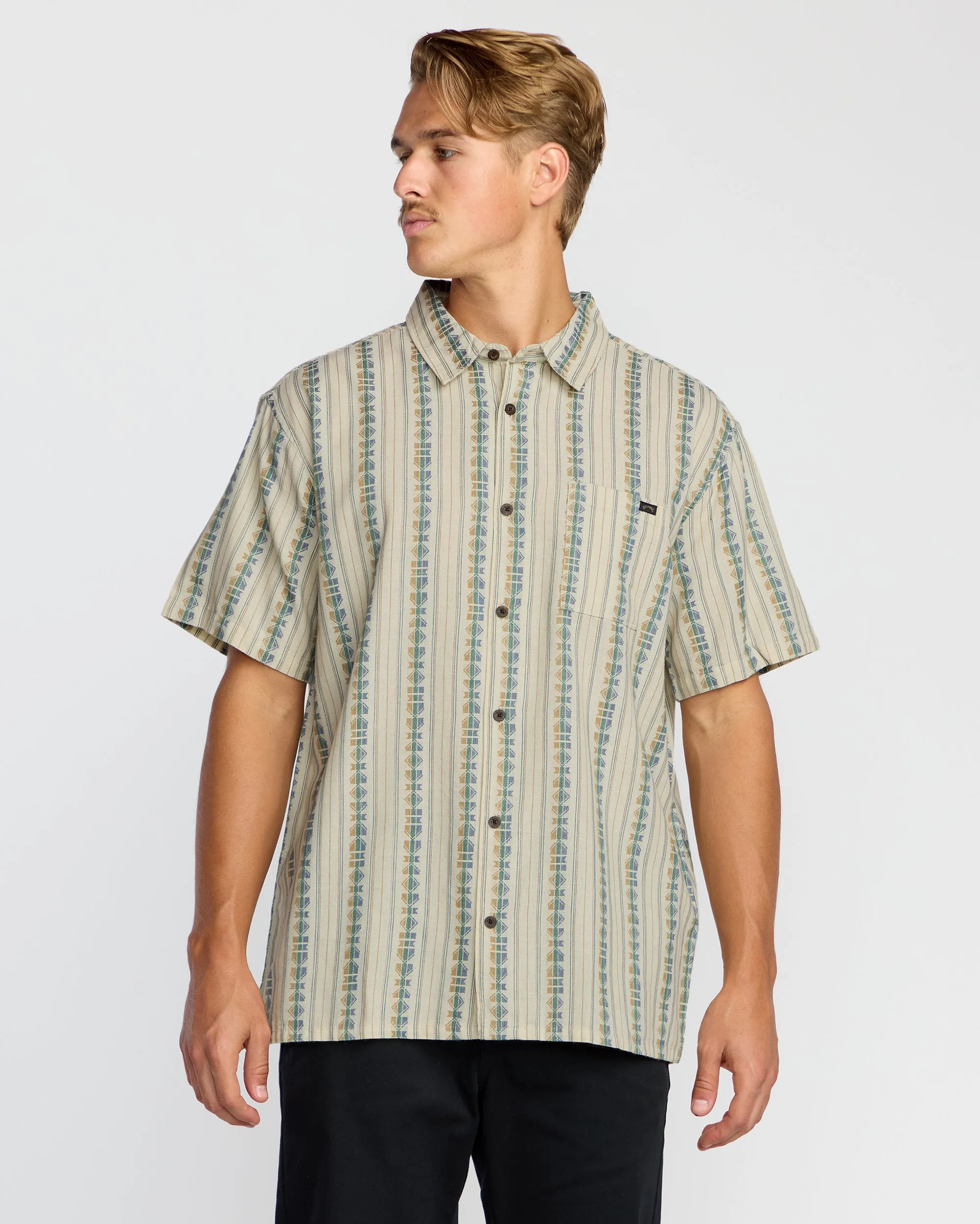 Sundays Jacquard Short Sleeve Shirt - Cream sold by Billabong