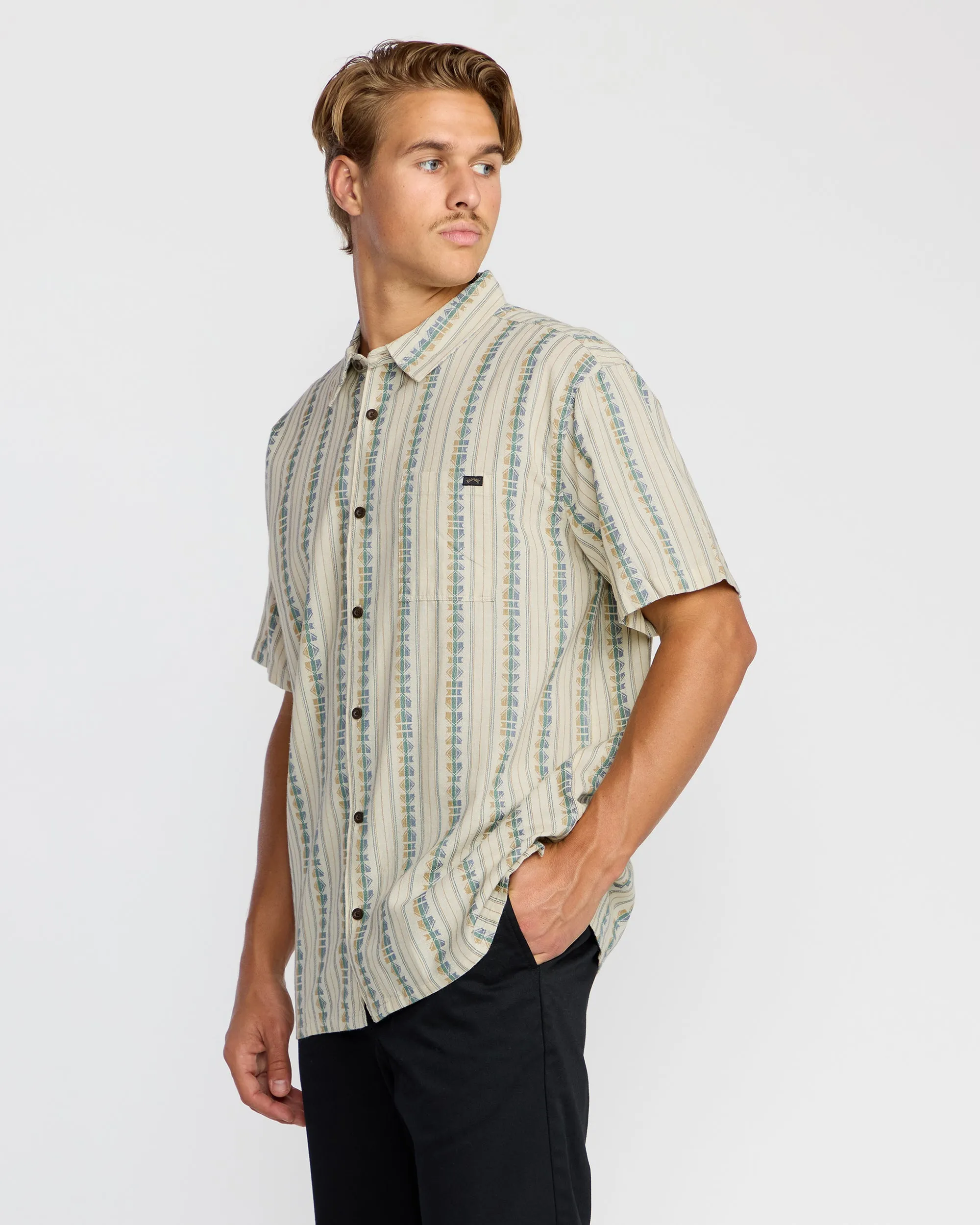 Sundays Jacquard Short Sleeve Shirt - Cream sold by Billabong product image thumbnail 3