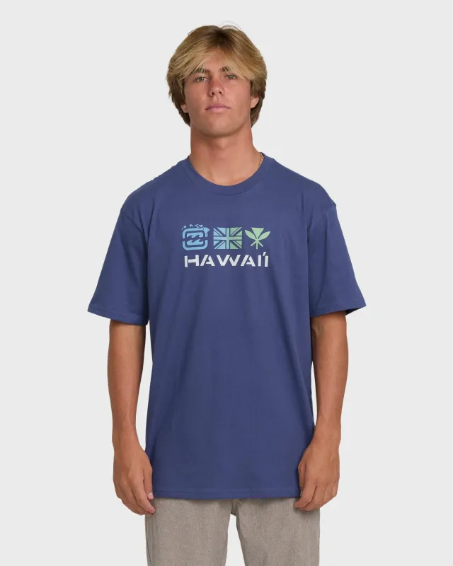 Kahili Hawaii Regular Tee - Washed Blue sold by Billabong
