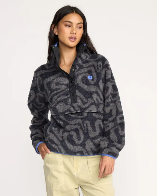 A/Div Switchback Pullover Half Snap Sherpa Fleece - Black Sands sold by Billabong