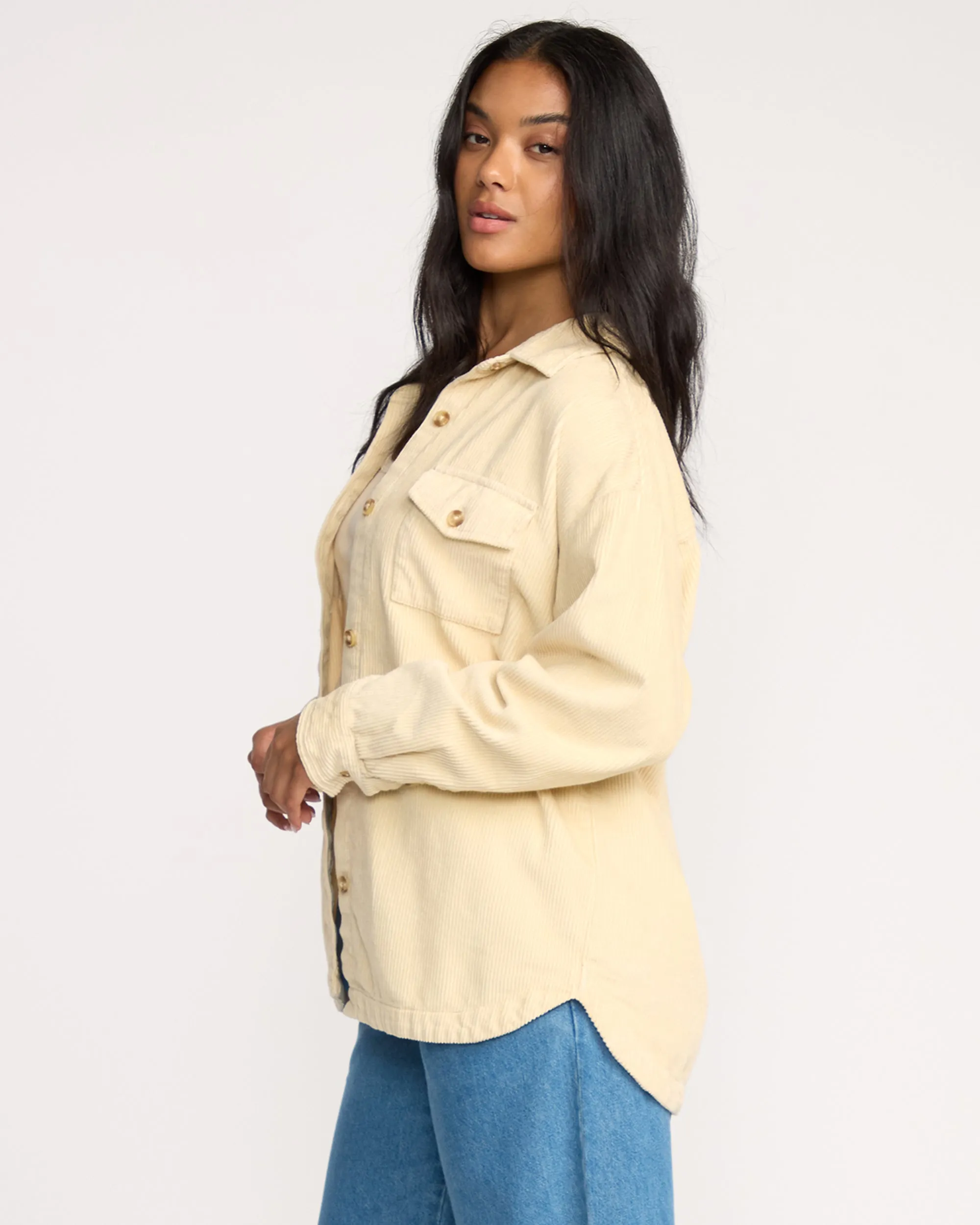 Fadeaway Long Sleeve Cord Shacket - Whitecap sold by Billabong product image thumbnail 4