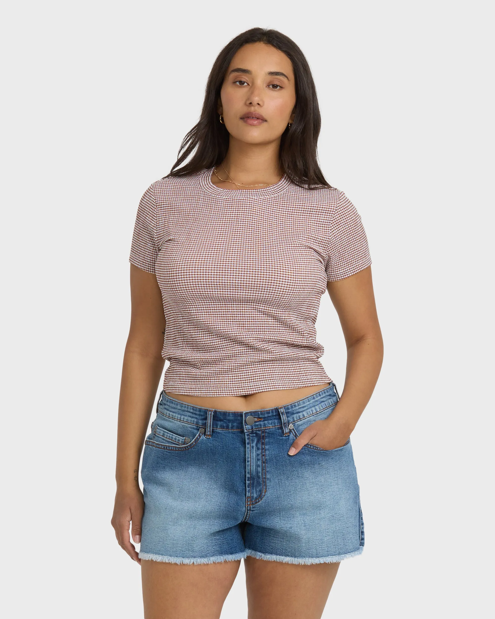 Checked Out Knit T-Shirt - Espresso sold by Billabong