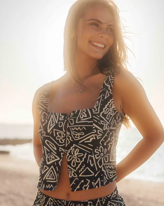 Feelin Free Woven Tank - Black White sold by Billabong